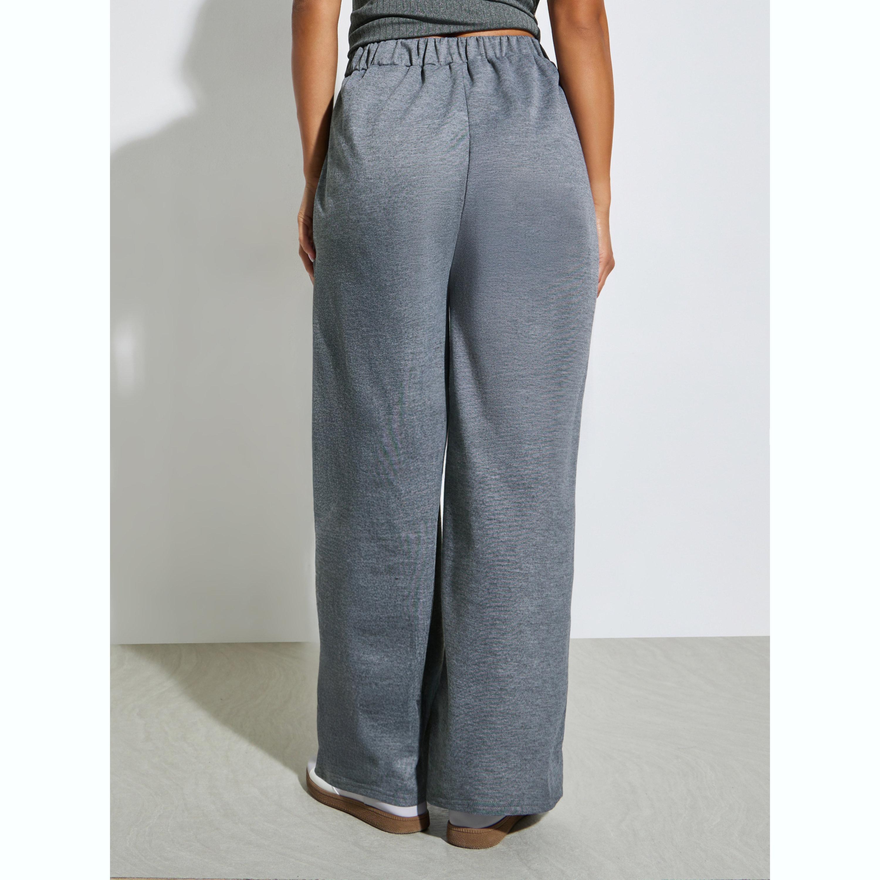 جوغر محبوك رمادي فحم بخصر مطاطي-women-clothing-bottoms-joggers-image-4