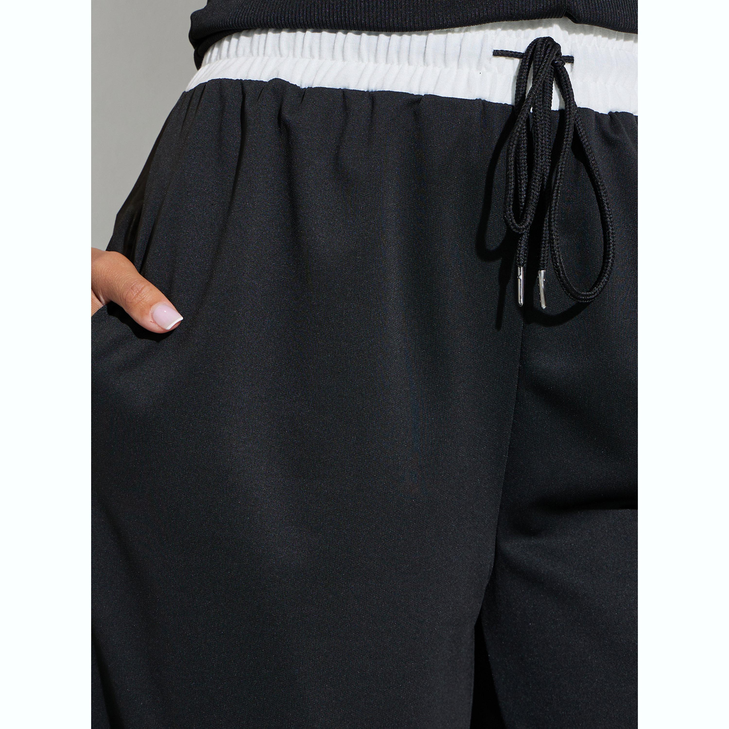 Styli Black Wide Leg Joggers with Drawstring-women-clothing-bottoms-joggers-image-3