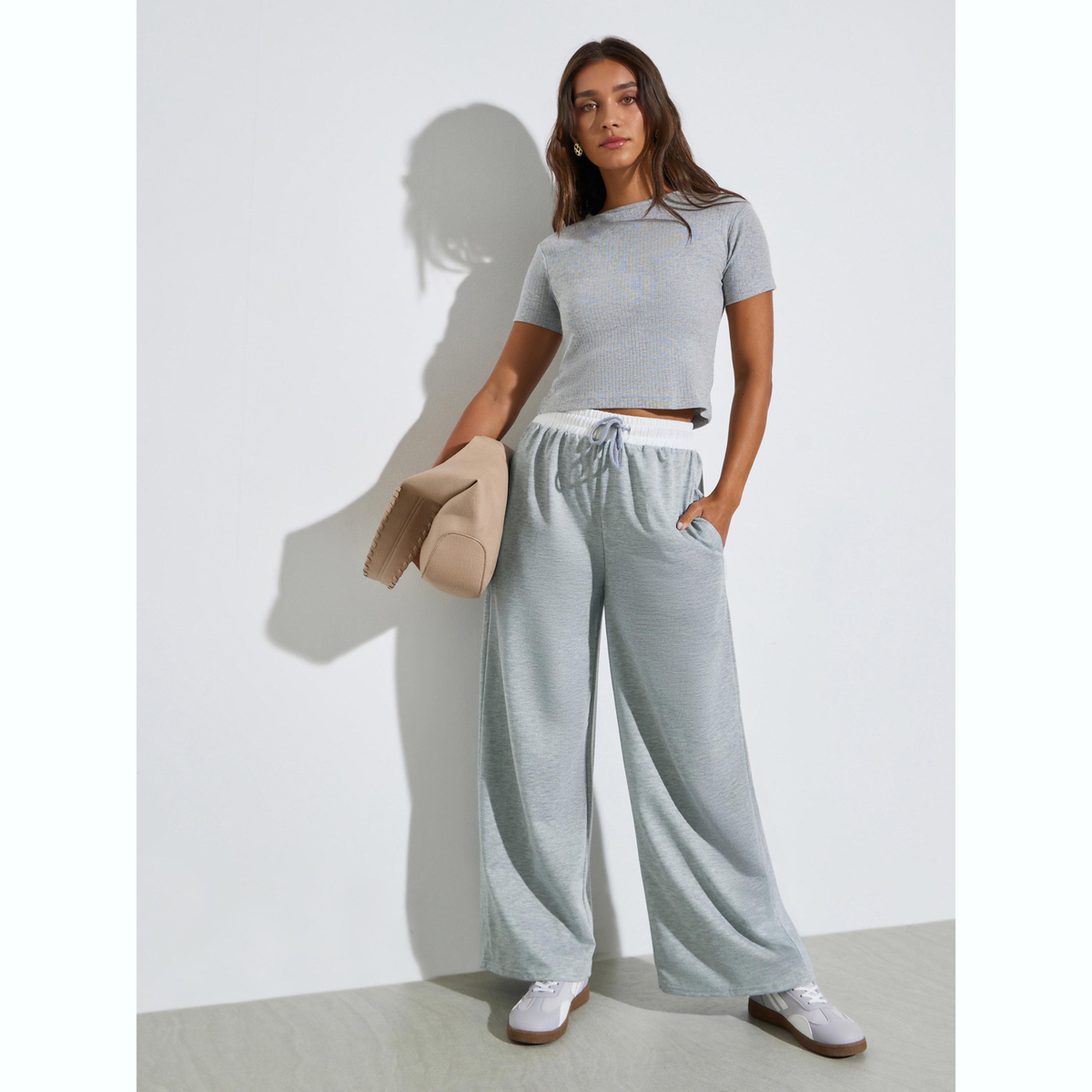 Styli Grey Wide leg Joggers with Drawstring-women-clothing-bottoms-joggers-image-2