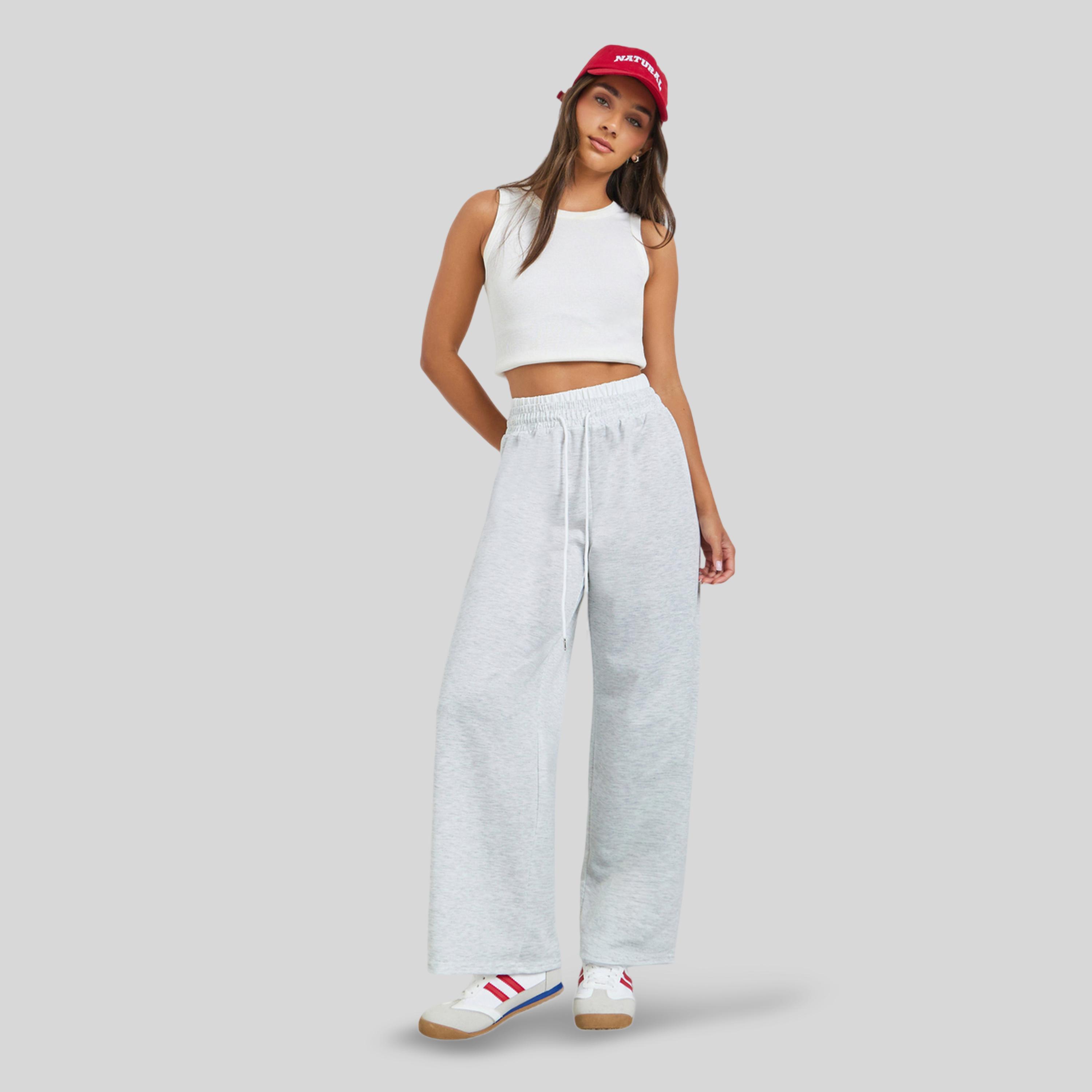 Styli Grey Wide Leg Knit Joggers with Drawcord-women-clothing-bottoms-joggers-image-5