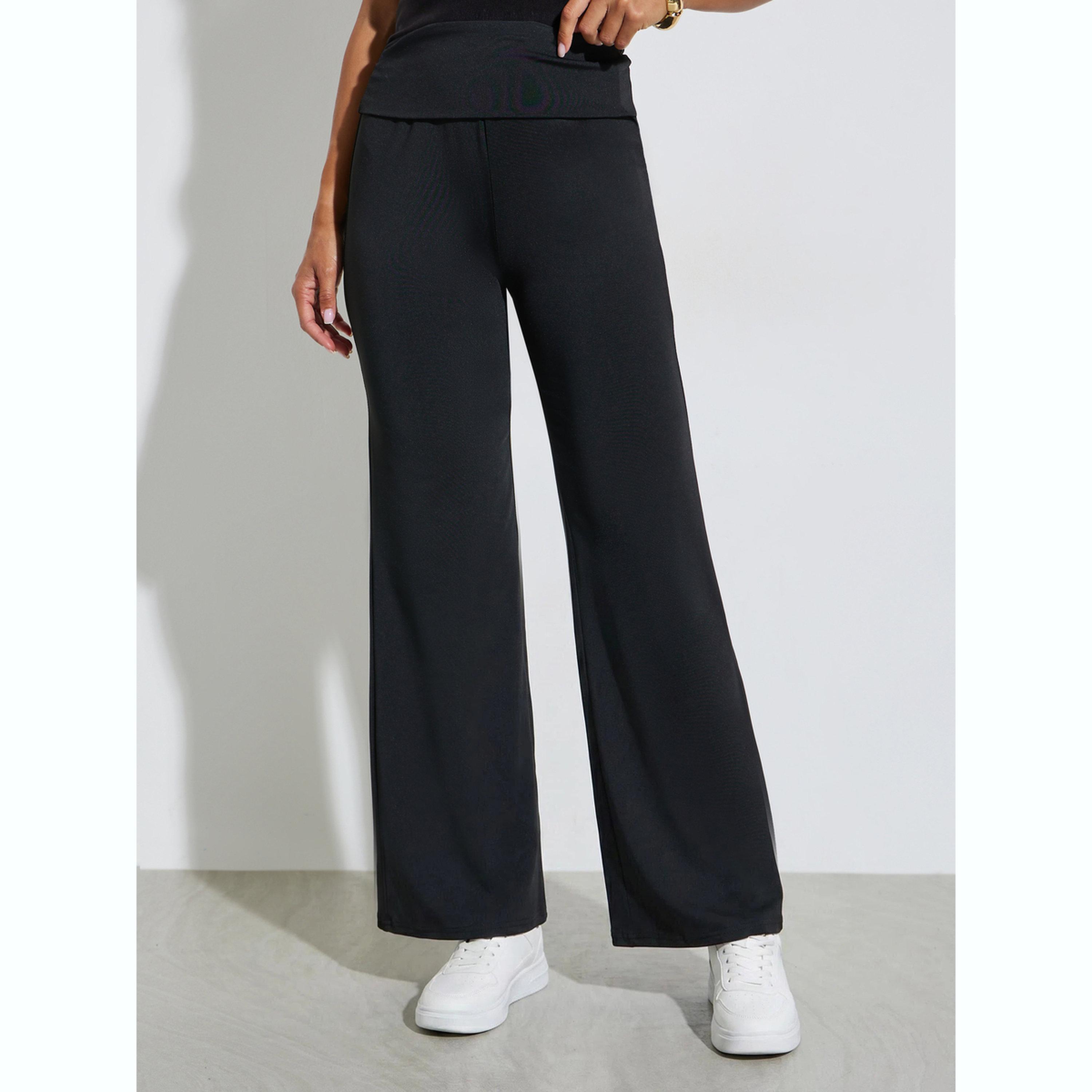 Styli Black Wide Leg Joggers-women-clothing-bottoms-joggers-image-1
