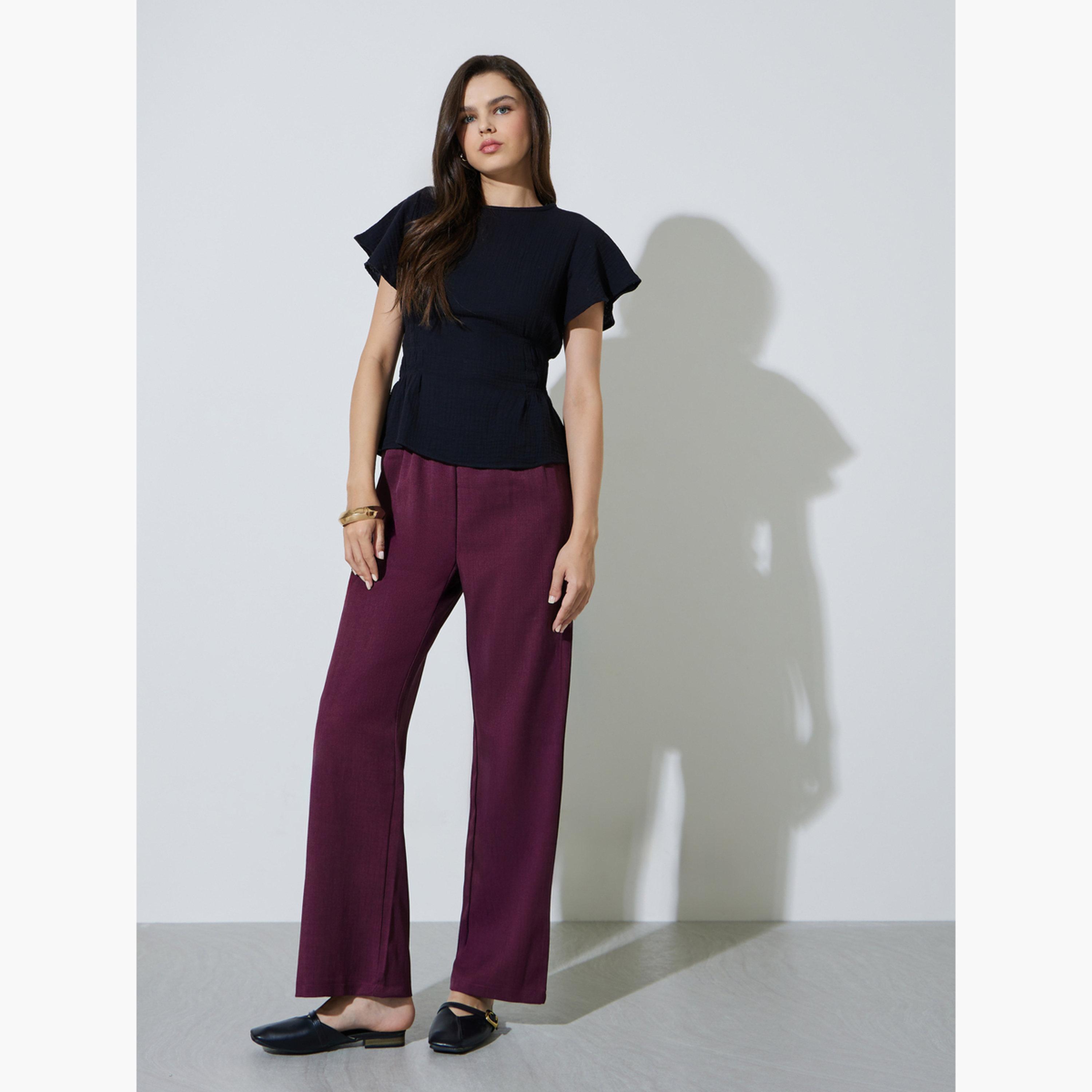 Take Two Black Flutter Sleeve Casual Blouse-women-clothing-shirtsandblouses-blouses-image-2