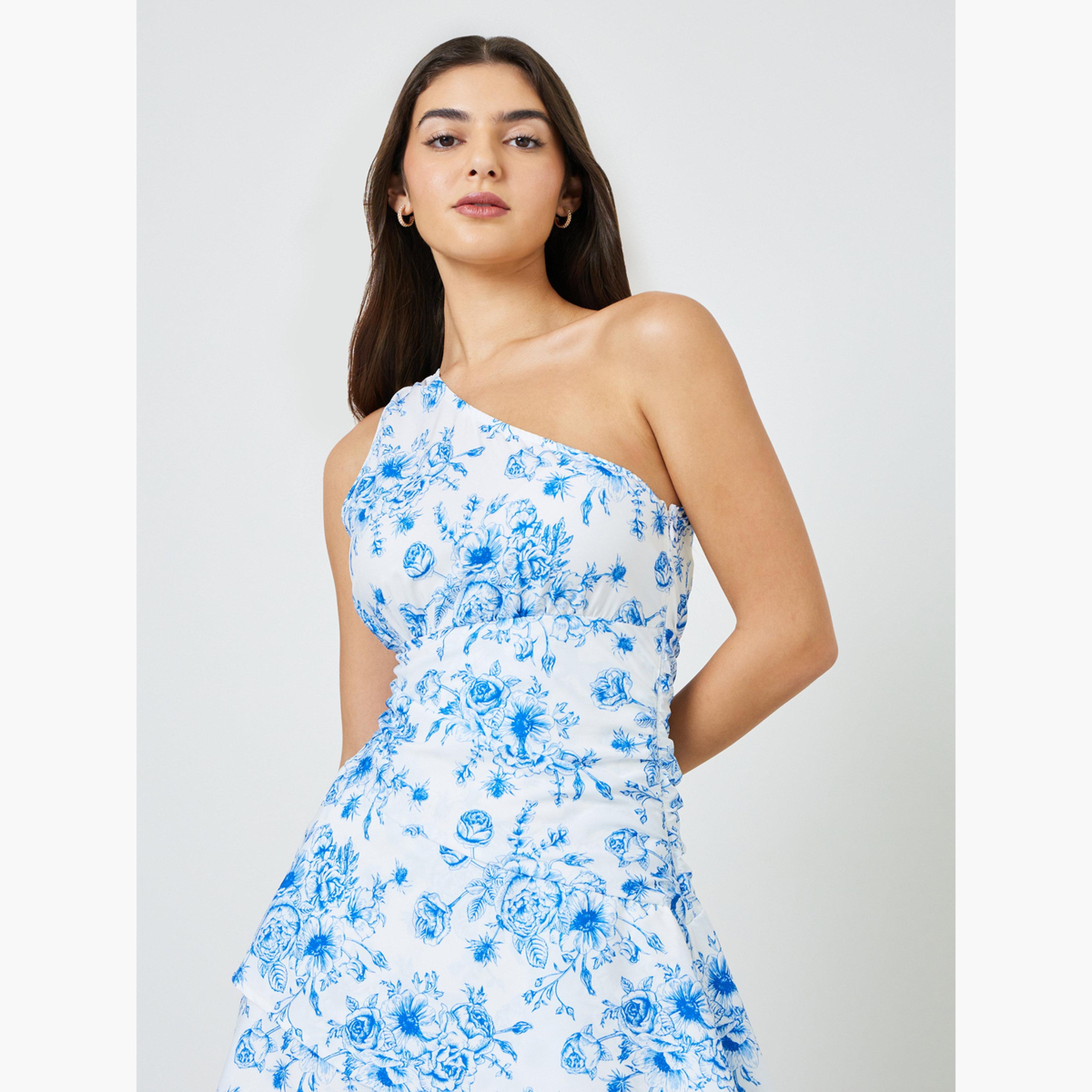 فستان طويل متعدد الطبقات بكتف واحد وطبعة زهور-women-clothing-dresses-image-2