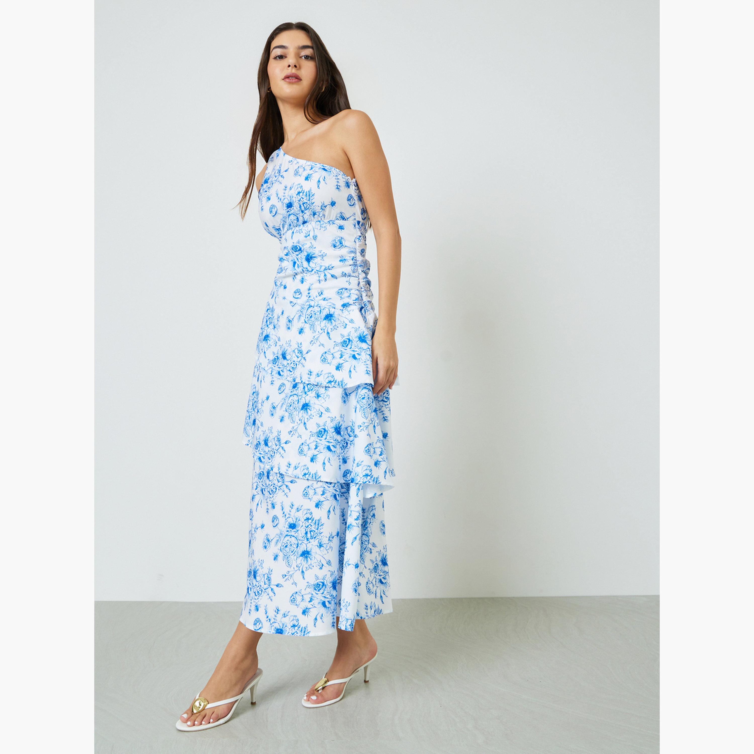 فستان طويل متعدد الطبقات بكتف واحد وطبعة زهور-women-clothing-dresses-image-3