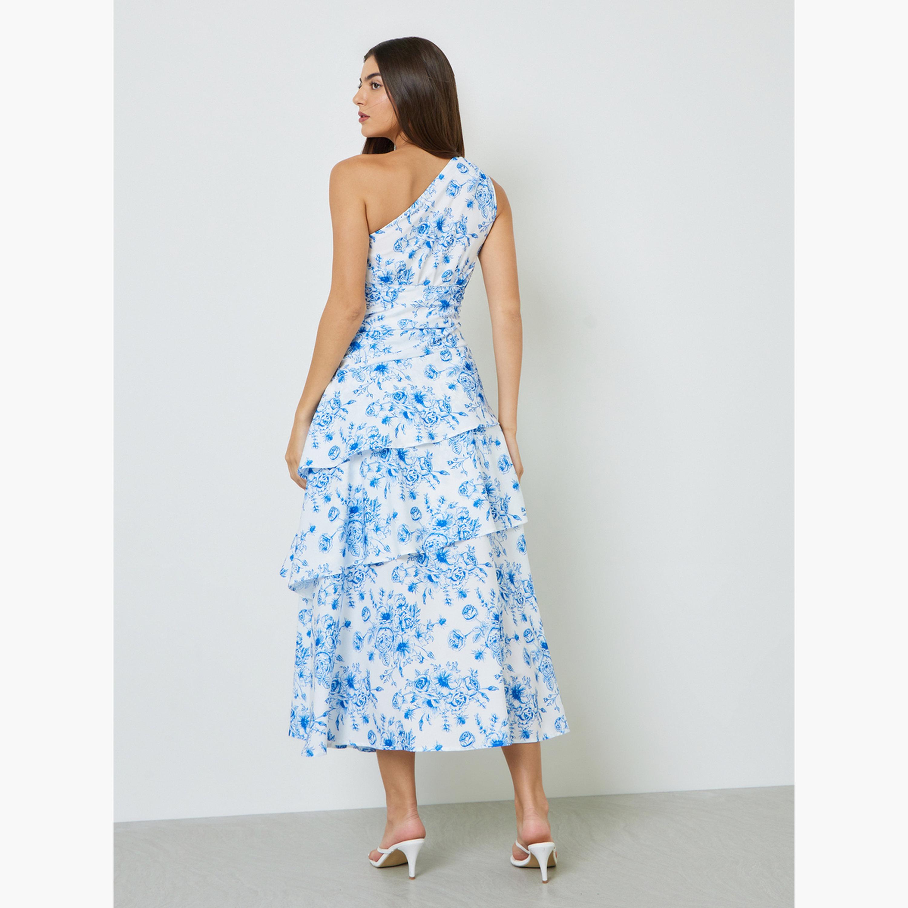 فستان طويل متعدد الطبقات بكتف واحد وطبعة زهور-women-clothing-dresses-image-4