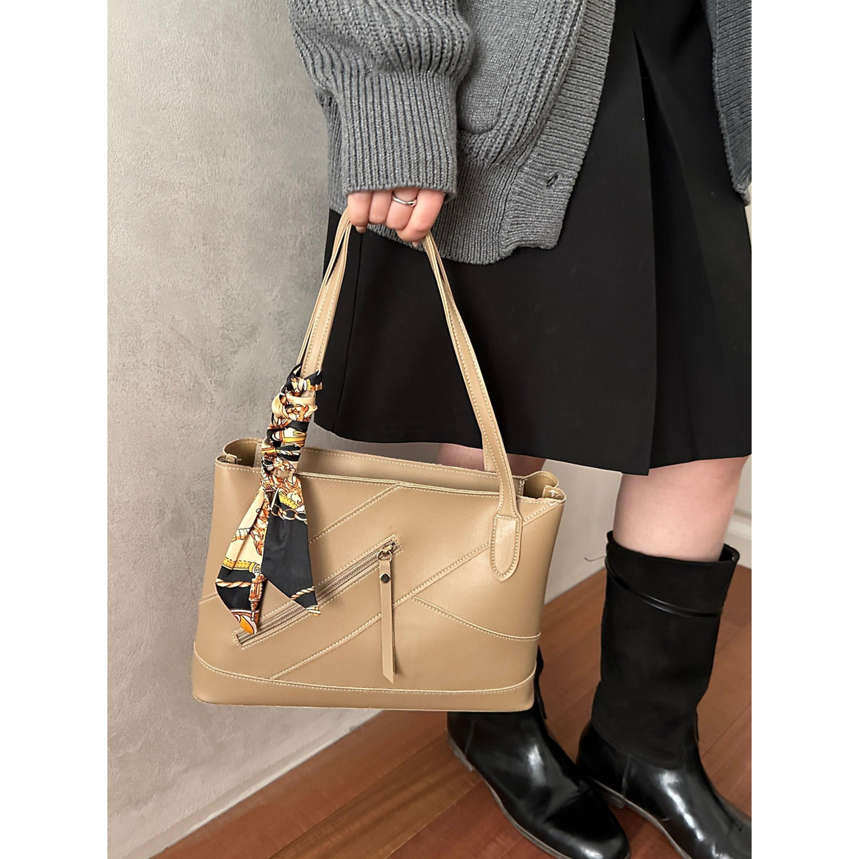 Take Two Khaki Shoulder Bag with Printed Scarf Detail-women-bagsandwallets-handbags-image-2
