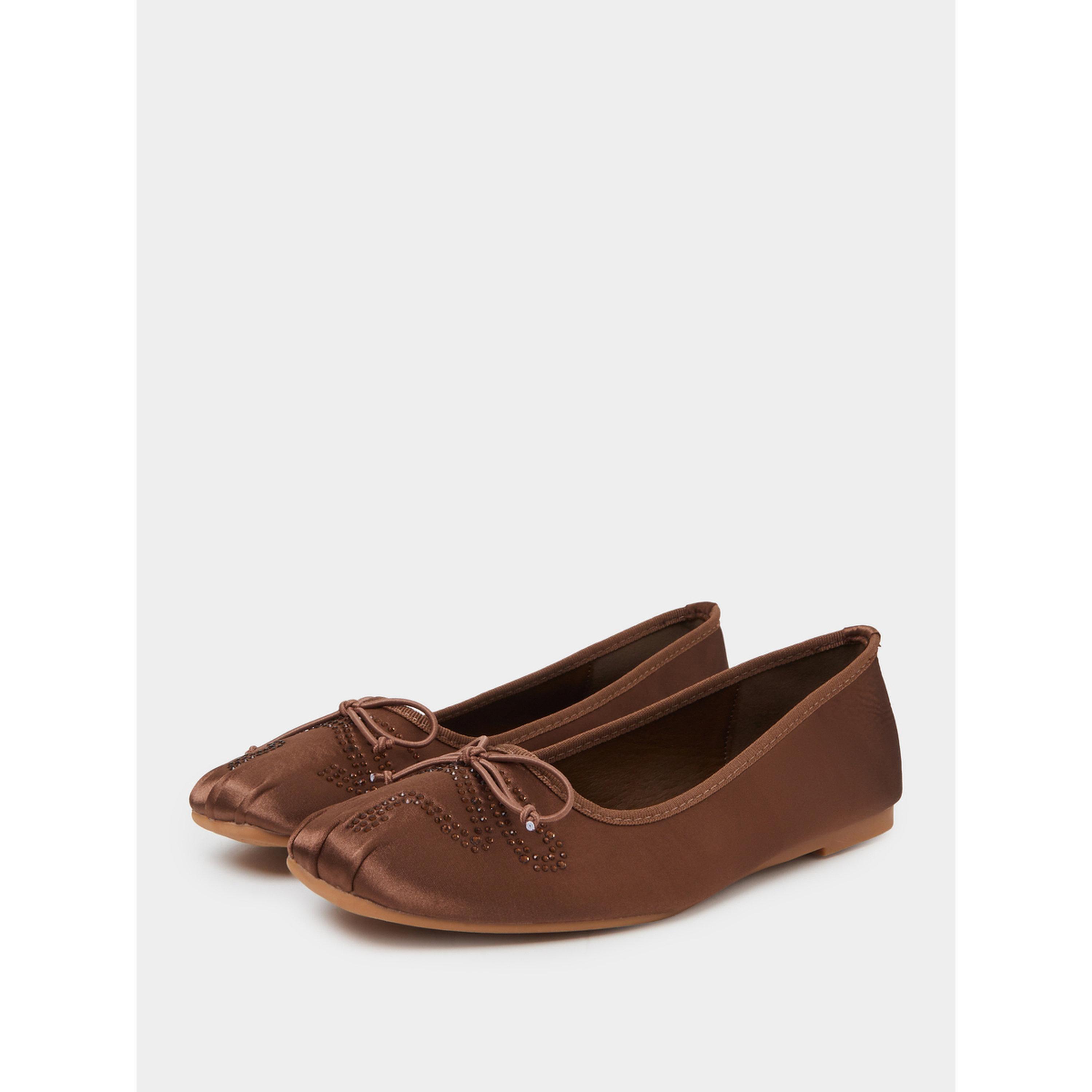 حذاء باليرينا ساتان بمقدمة مربعة وتفاصيل ترتر وفيونكة-women-shoes-ballerinas-image-1
