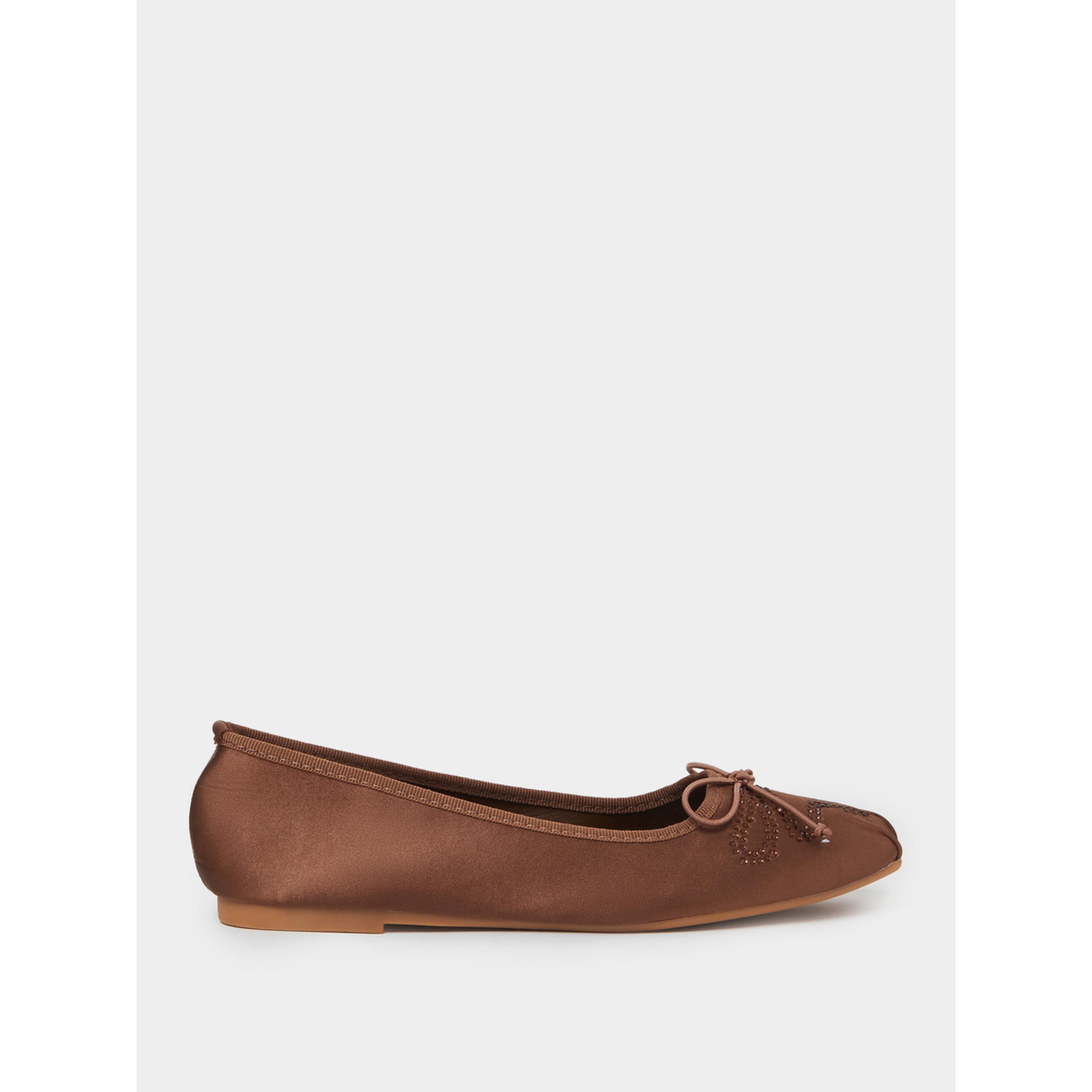 حذاء باليرينا ساتان بمقدمة مربعة وتفاصيل ترتر وفيونكة-women-shoes-ballerinas-image-3