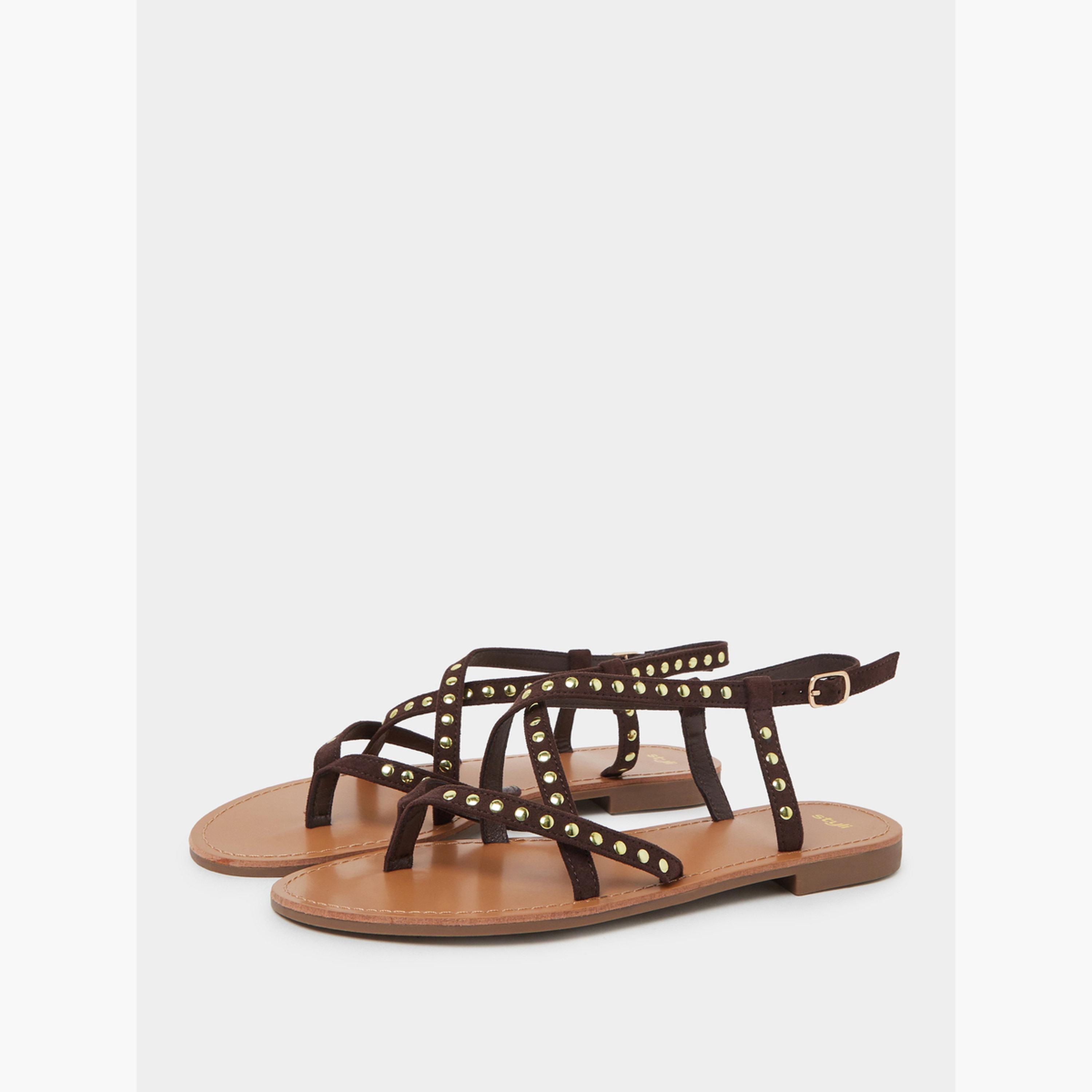 صندل فلات مزين بمسامير-women-shoes-sandals-flats-image-1