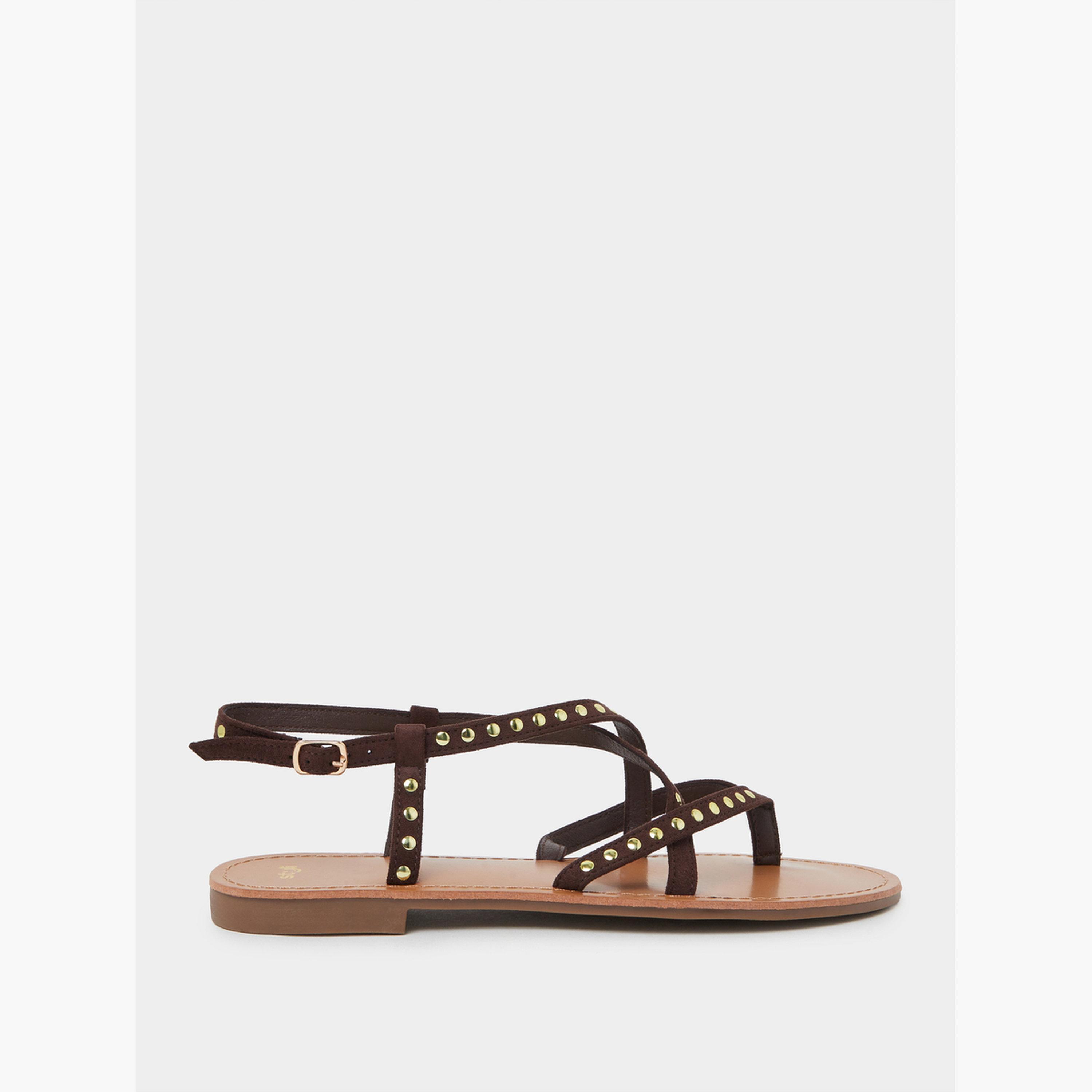 صندل فلات مزين بمسامير-women-shoes-sandals-flats-image-3