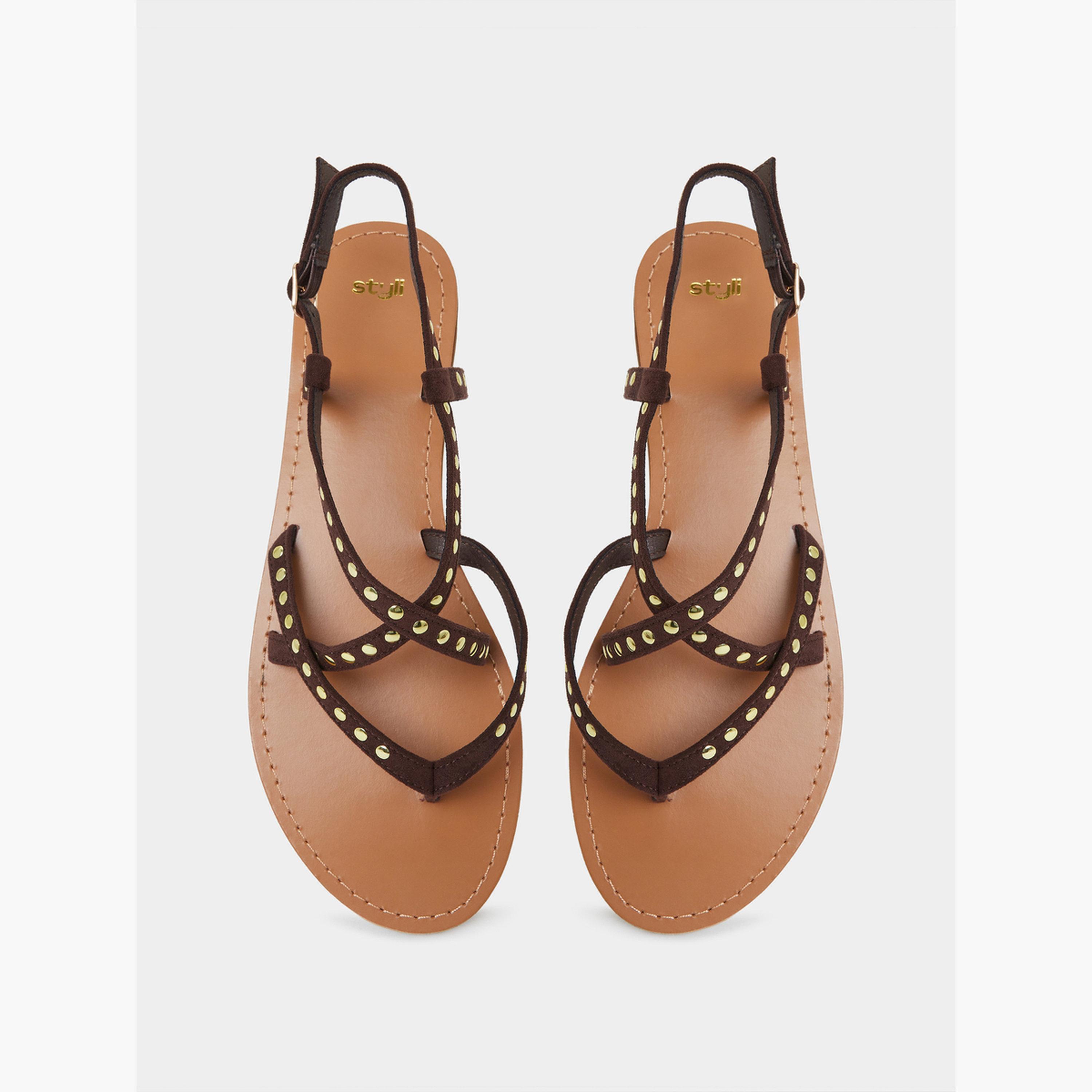 صندل فلات مزين بمسامير-women-shoes-sandals-flats-image-4