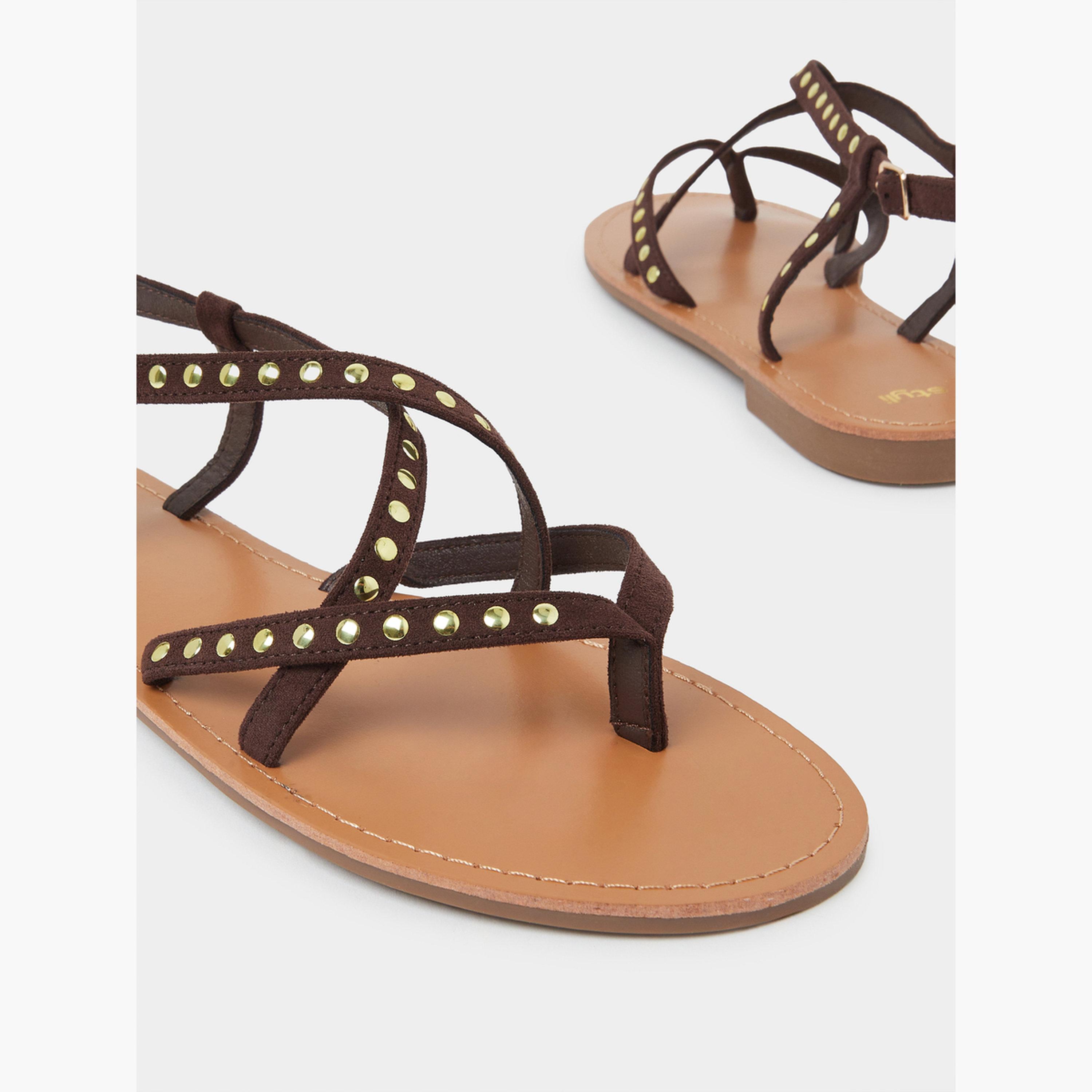 صندل فلات مزين بمسامير-women-shoes-sandals-flats-image-5