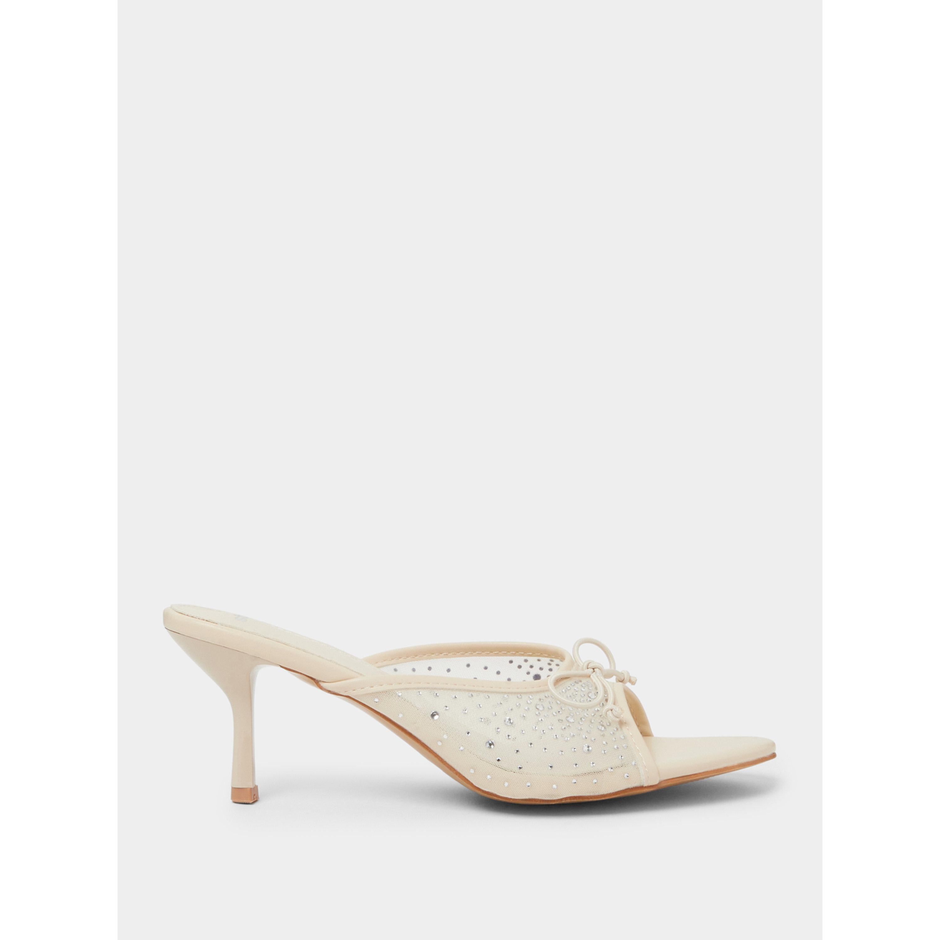 حذاء ميولز بكعب عالٍ وشبك مزين بالترتر وتفاصيل فيونكة باللون البيج-women-shoes-sandals-heeled-image-3