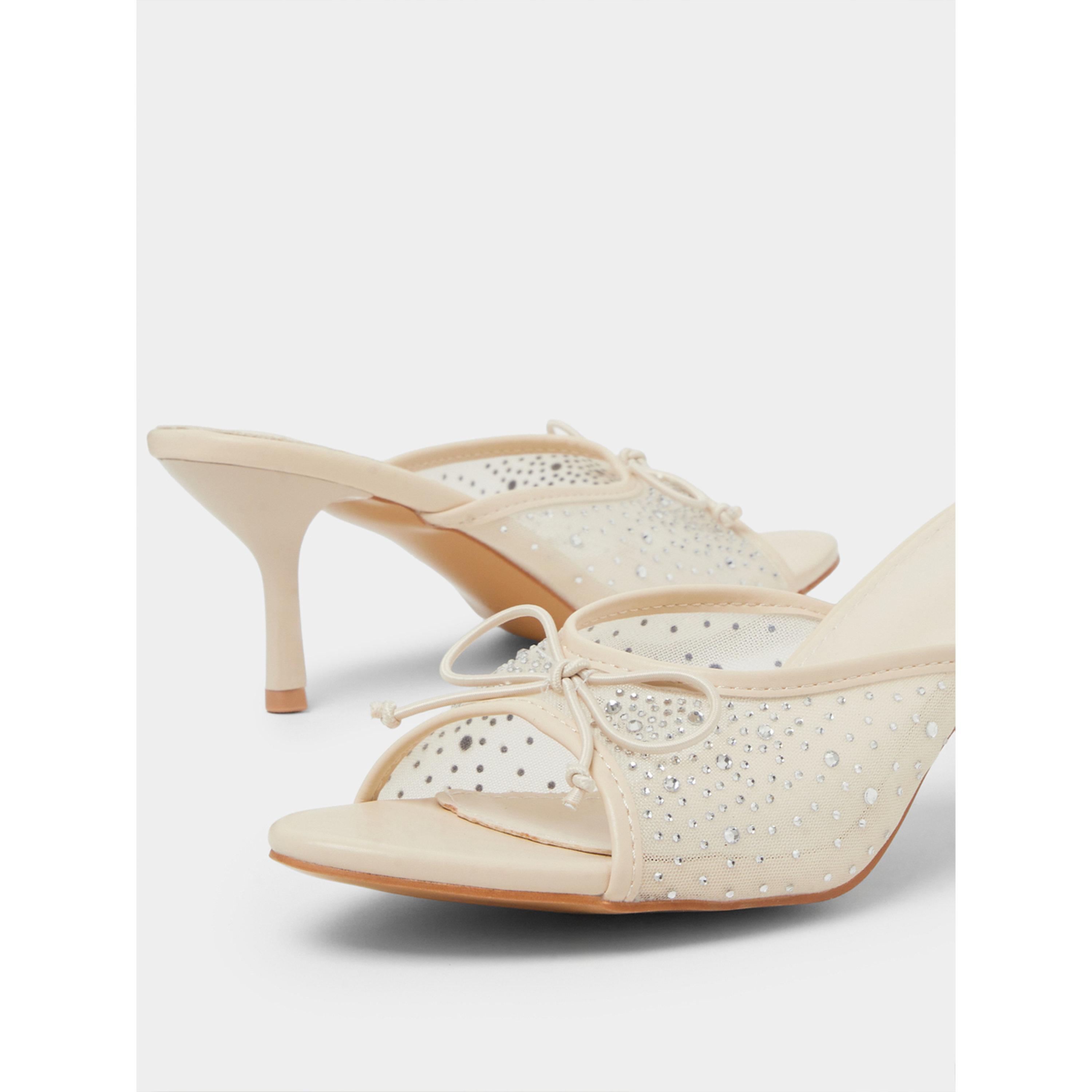 حذاء ميولز بكعب عالٍ وشبك مزين بالترتر وتفاصيل فيونكة باللون البيج-women-shoes-sandals-heeled-image-5
