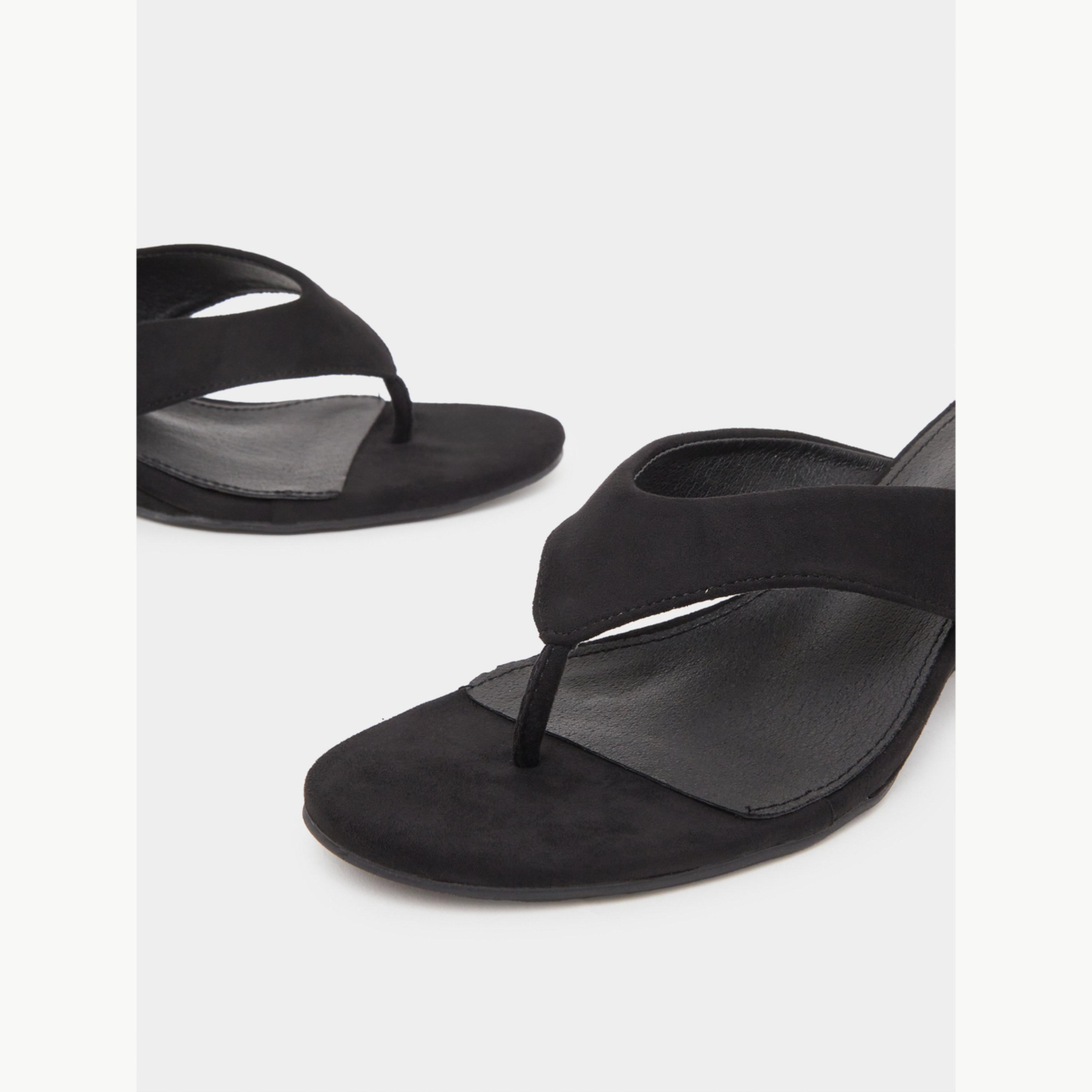 صندل بكعب بمظهر شمواه-women-shoes-sandals-heeled-image-4