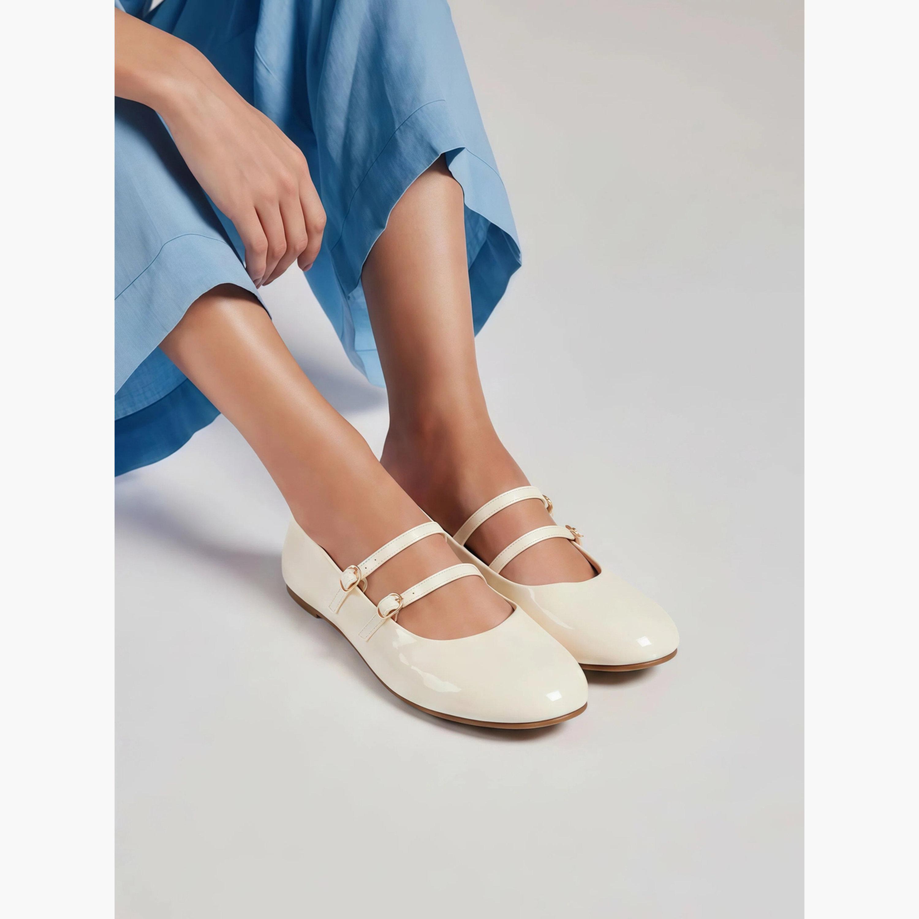 حذاء باليرينا سادة بأشرطة مزدوجة-women-shoes-ballerinas-image-2