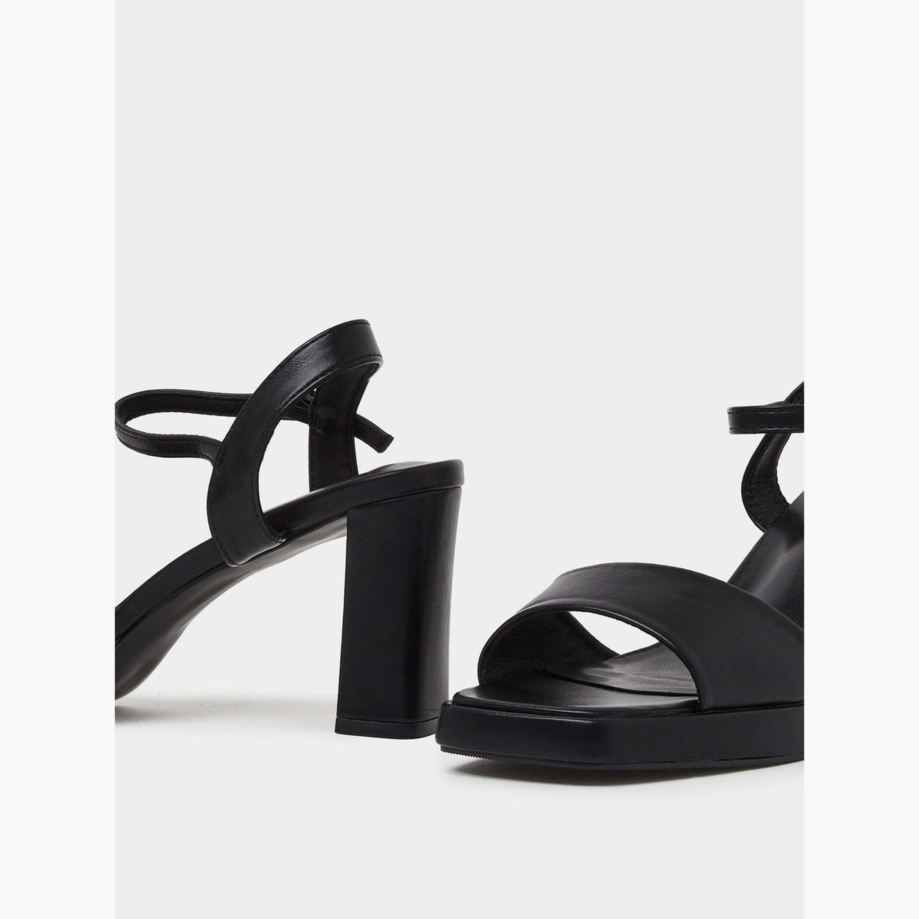 صندل بكعب سميك وشريط كاحل سادة-women-shoes-sandals-heeled-image-4