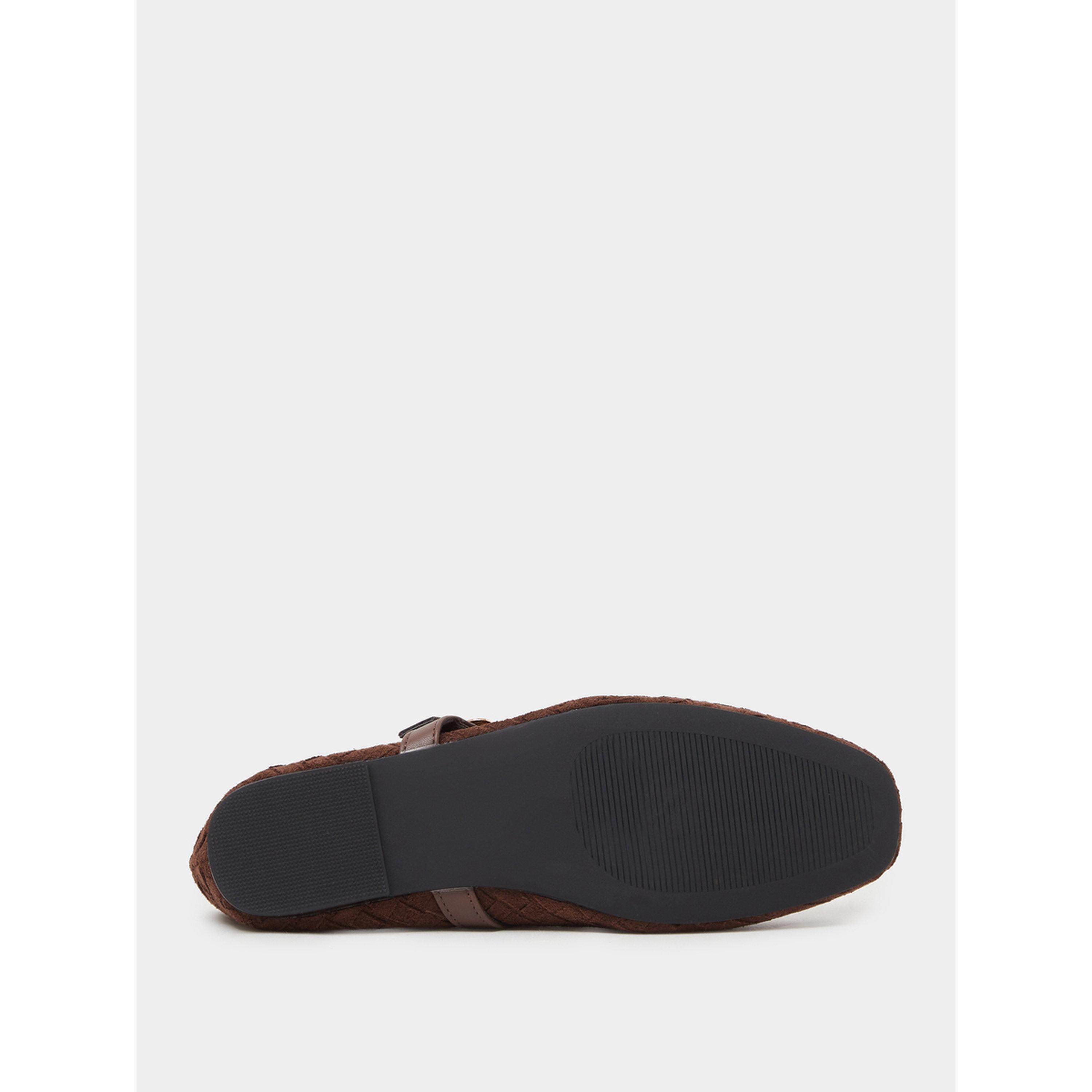 حذاء باليرينا مسطح منسوج ماري جين بني-women-shoes-ballerinas-image-7