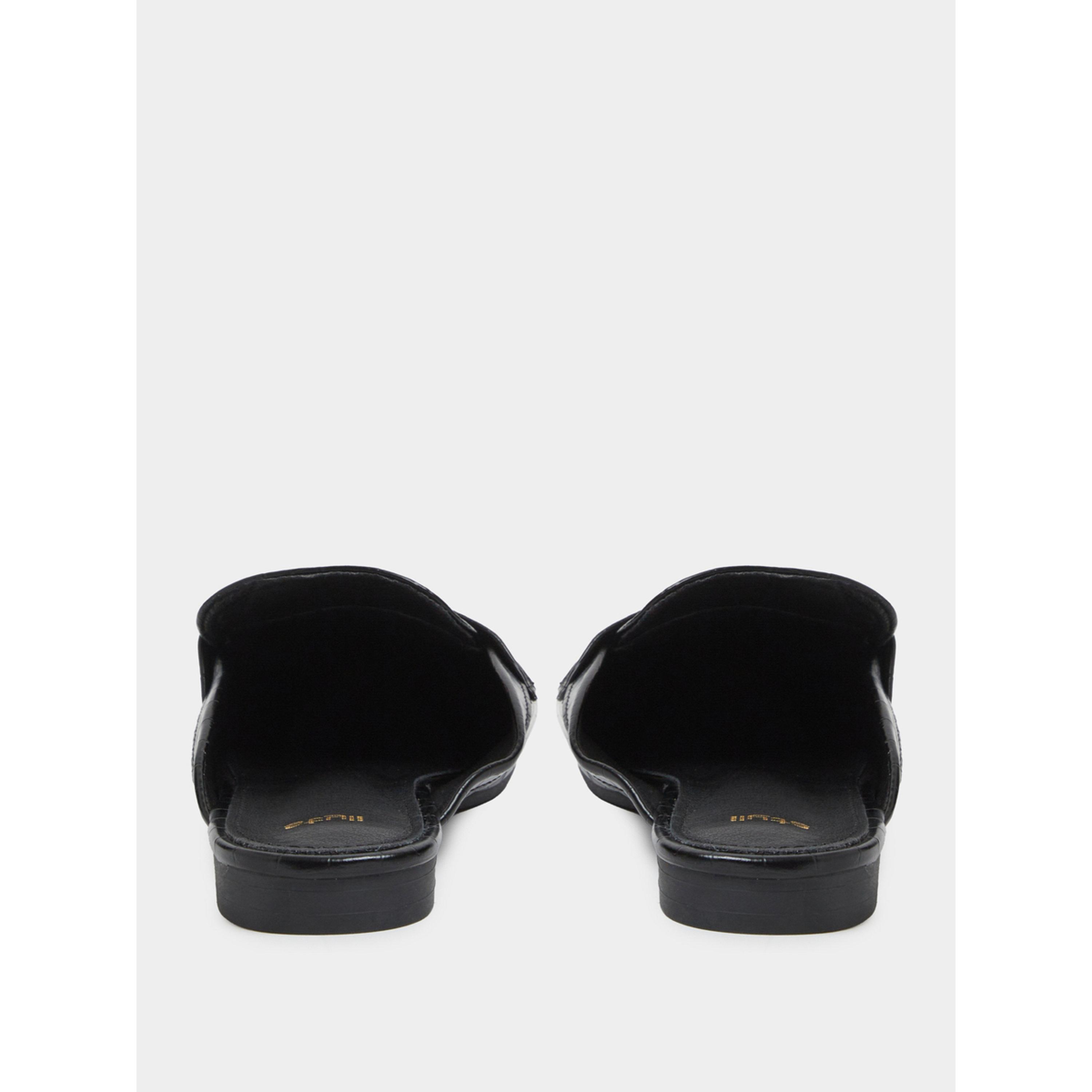 Styli Black Croc-Embossed Flat Mules-women-shoes-flats-mules-image-6