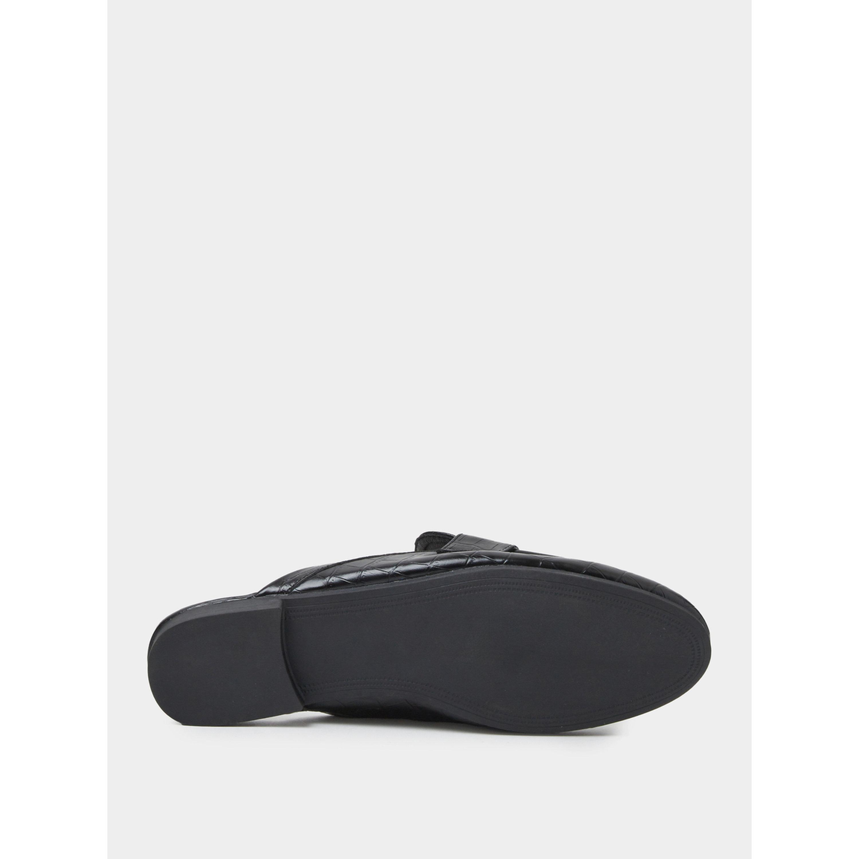 Styli Black Croc-Embossed Flat Mules-women-shoes-flats-mules-image-7
