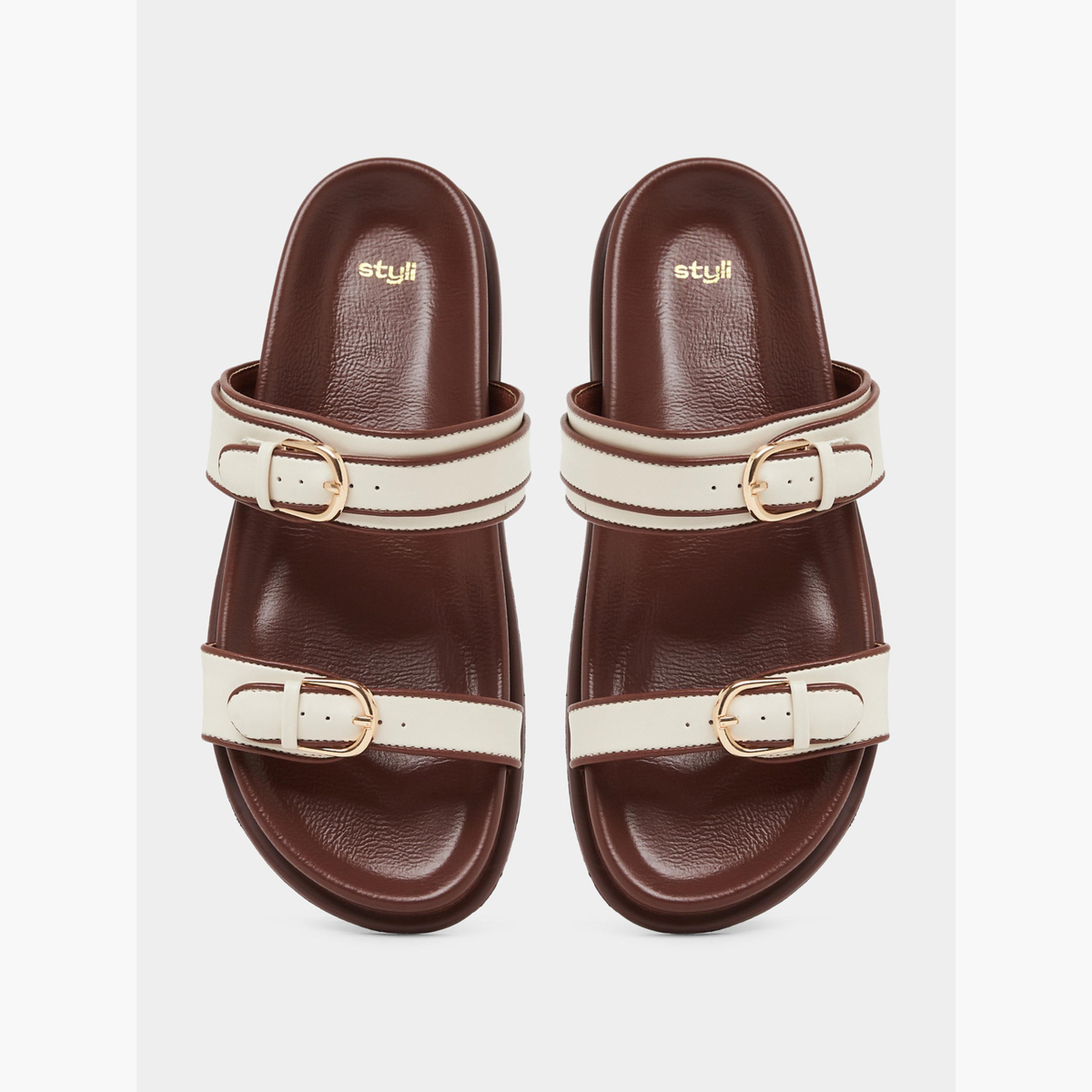 صندل مريح سادة بتفاصيل إبزيم-women-shoes-sandals-flats-image-3