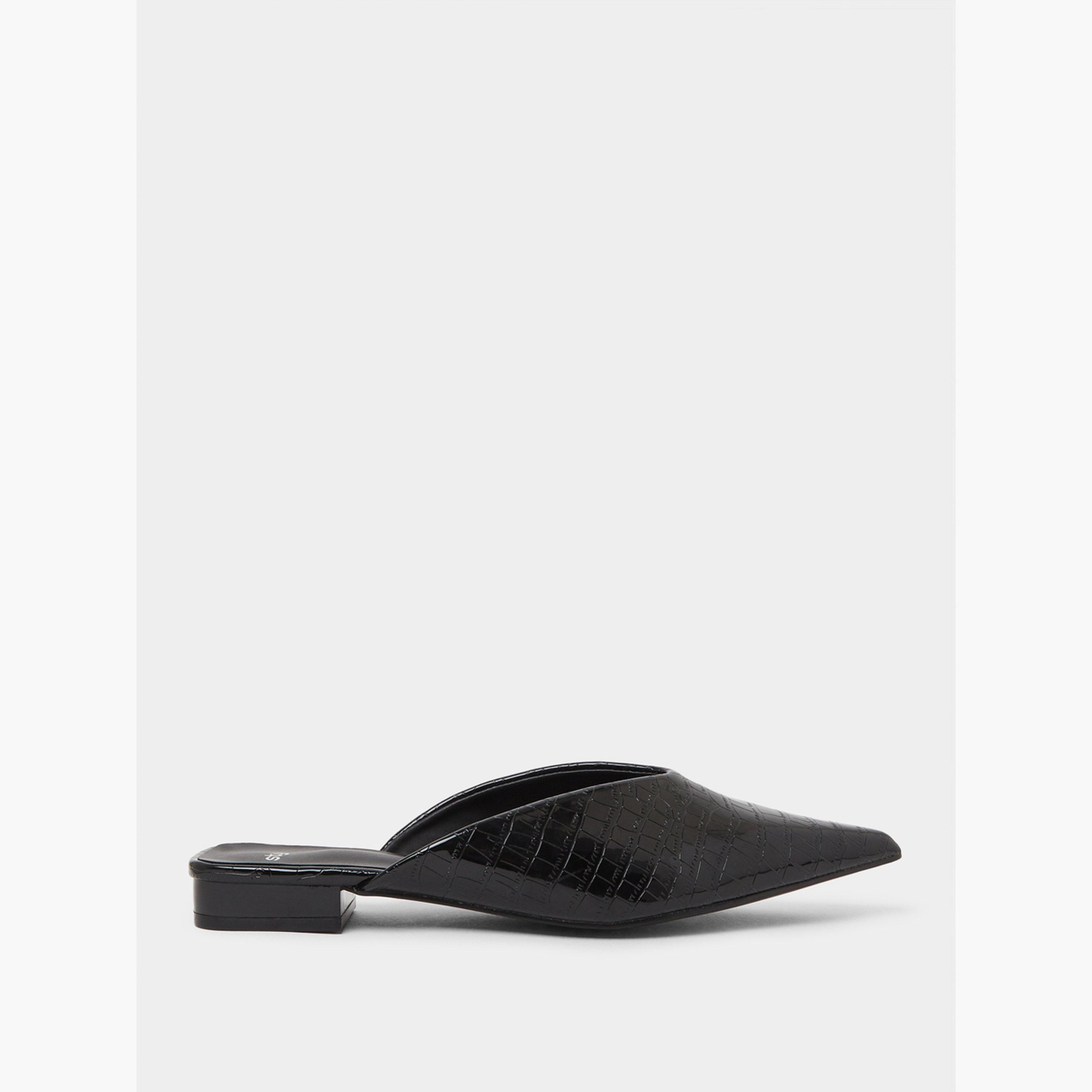 Styli Croc Textured Pointed Toe Mules-women-shoes-flats-mules-image-3