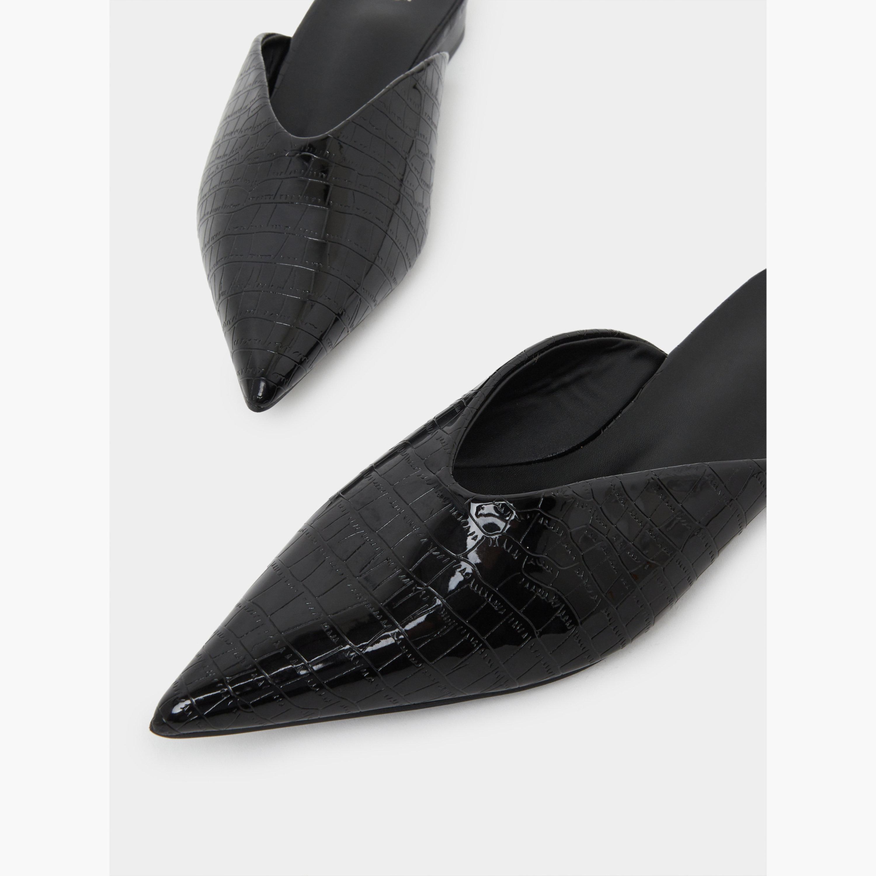 Styli Croc Textured Pointed Toe Mules-women-shoes-flats-mules-image-5