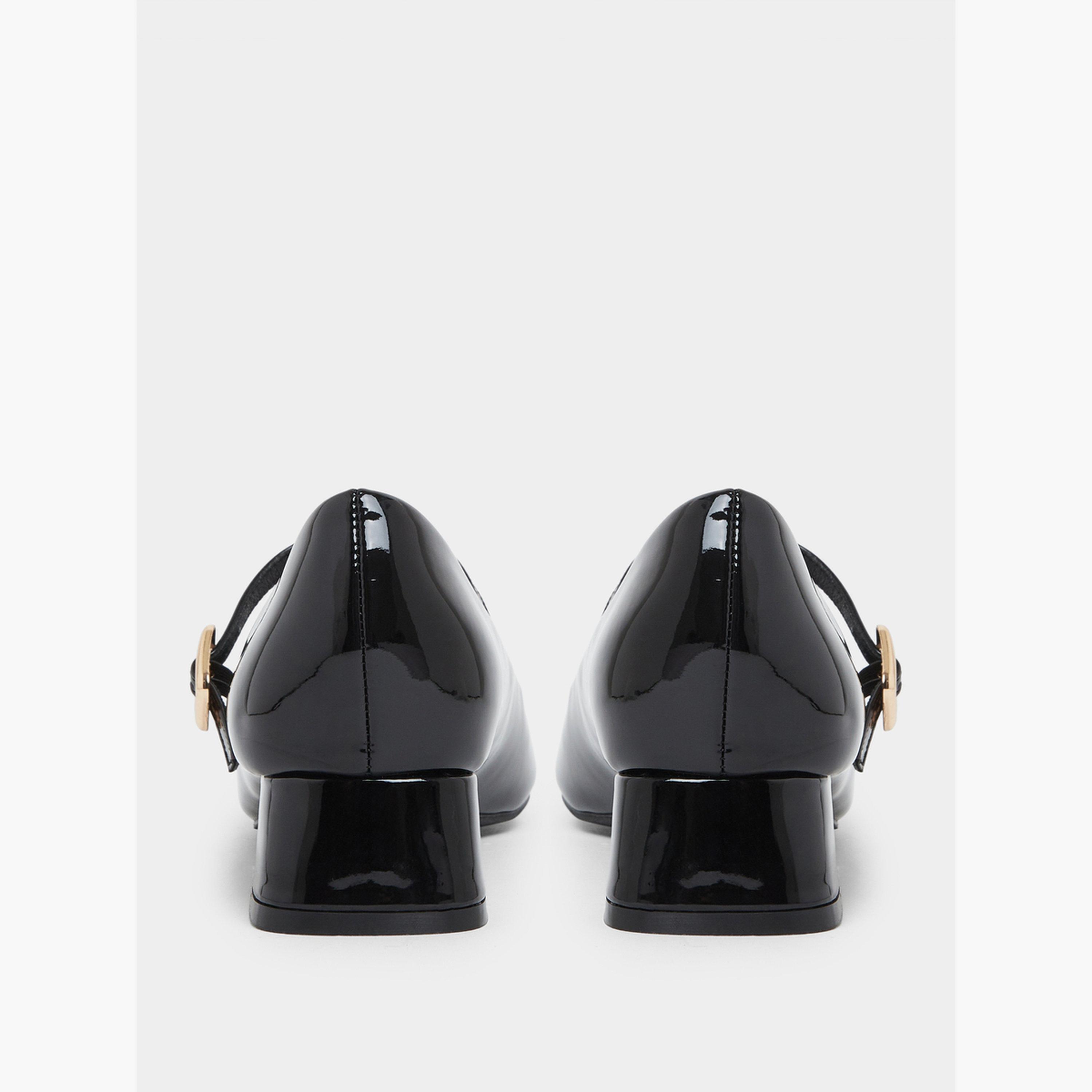 حذاء بكعب سميك من الجلد اللامع السادة-women-shoes-ballerinas-image-6