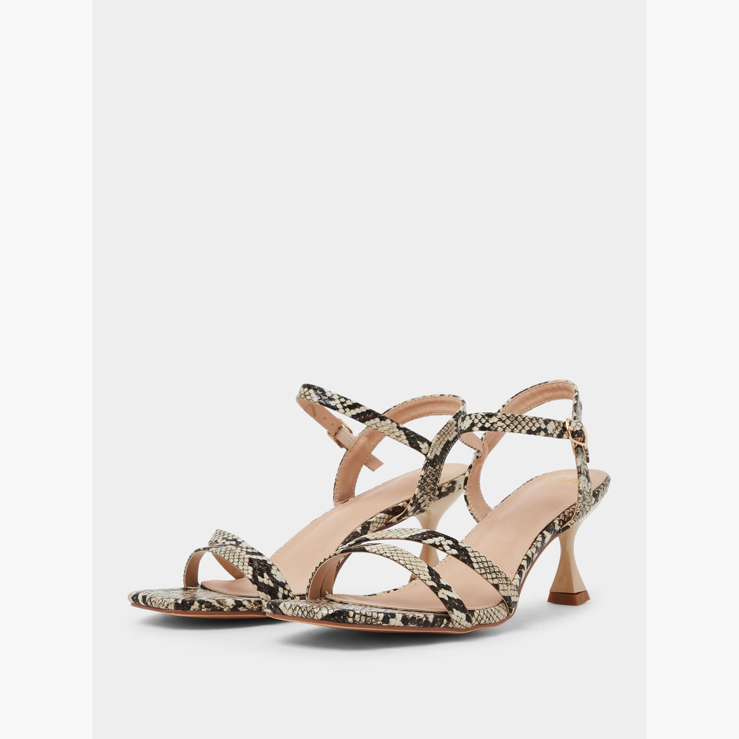 Styli Snakeskin Print Stiletto Heel Sandals-women-shoes-sandals-heeled-image-1