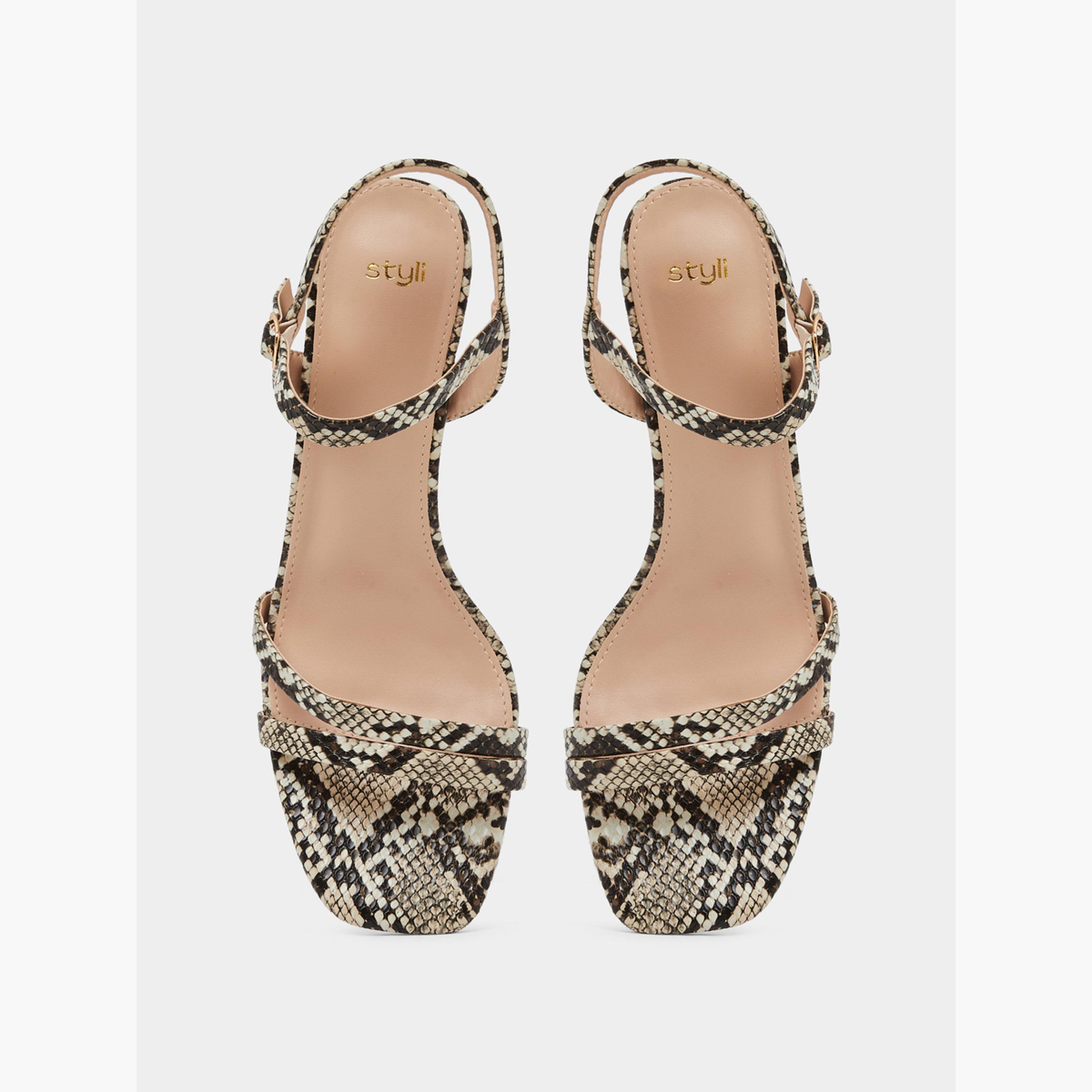 Styli Snakeskin Print Stiletto Heel Sandals-women-shoes-sandals-heeled-image-3