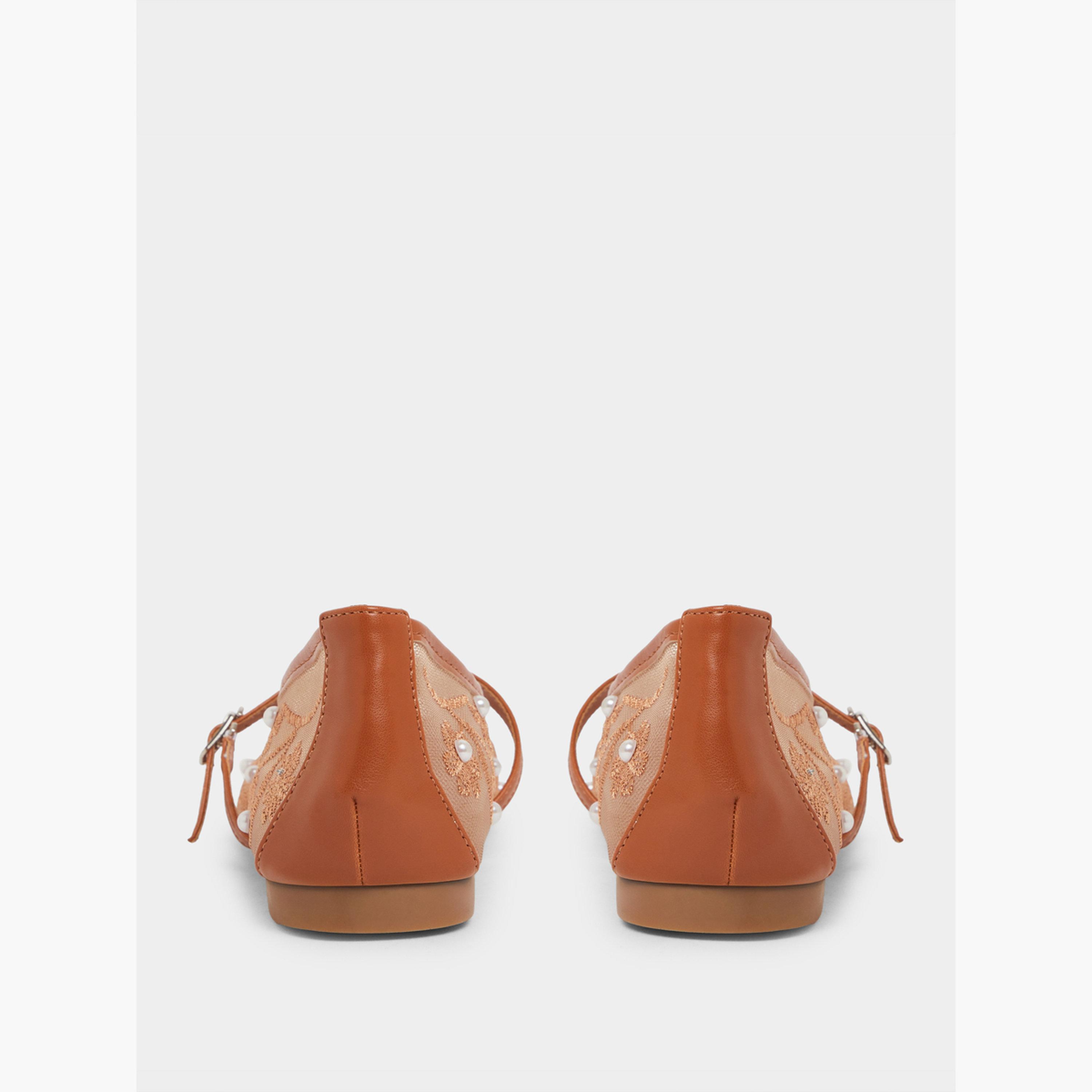 Styli Bronze Embroidered Mesh Ballerina-women-shoes-ballerinas-image-5