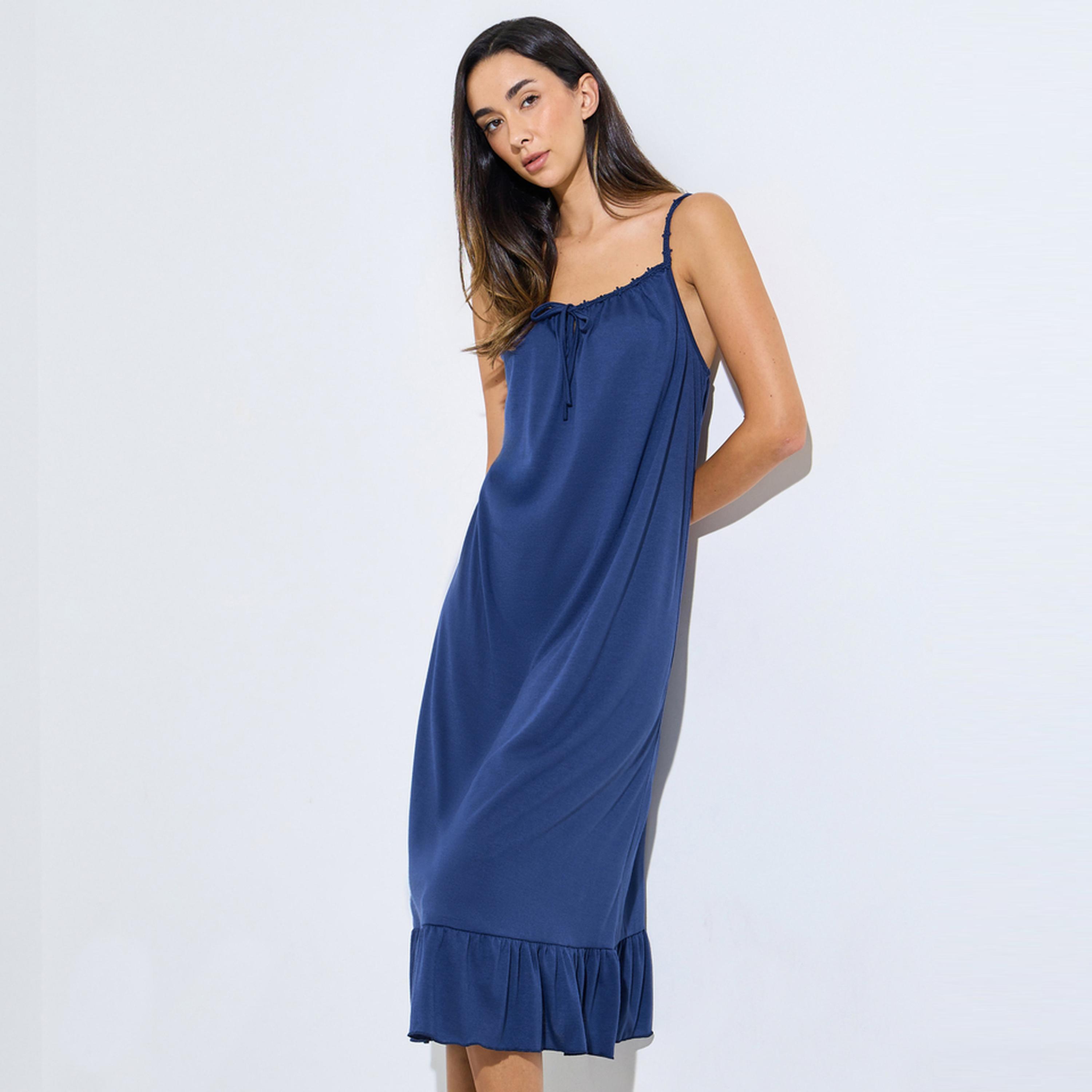 قميص نوم بتفاصيل زهور دانتيل وحافة كشكش-women-clothing-nightwear-nighties-image-1