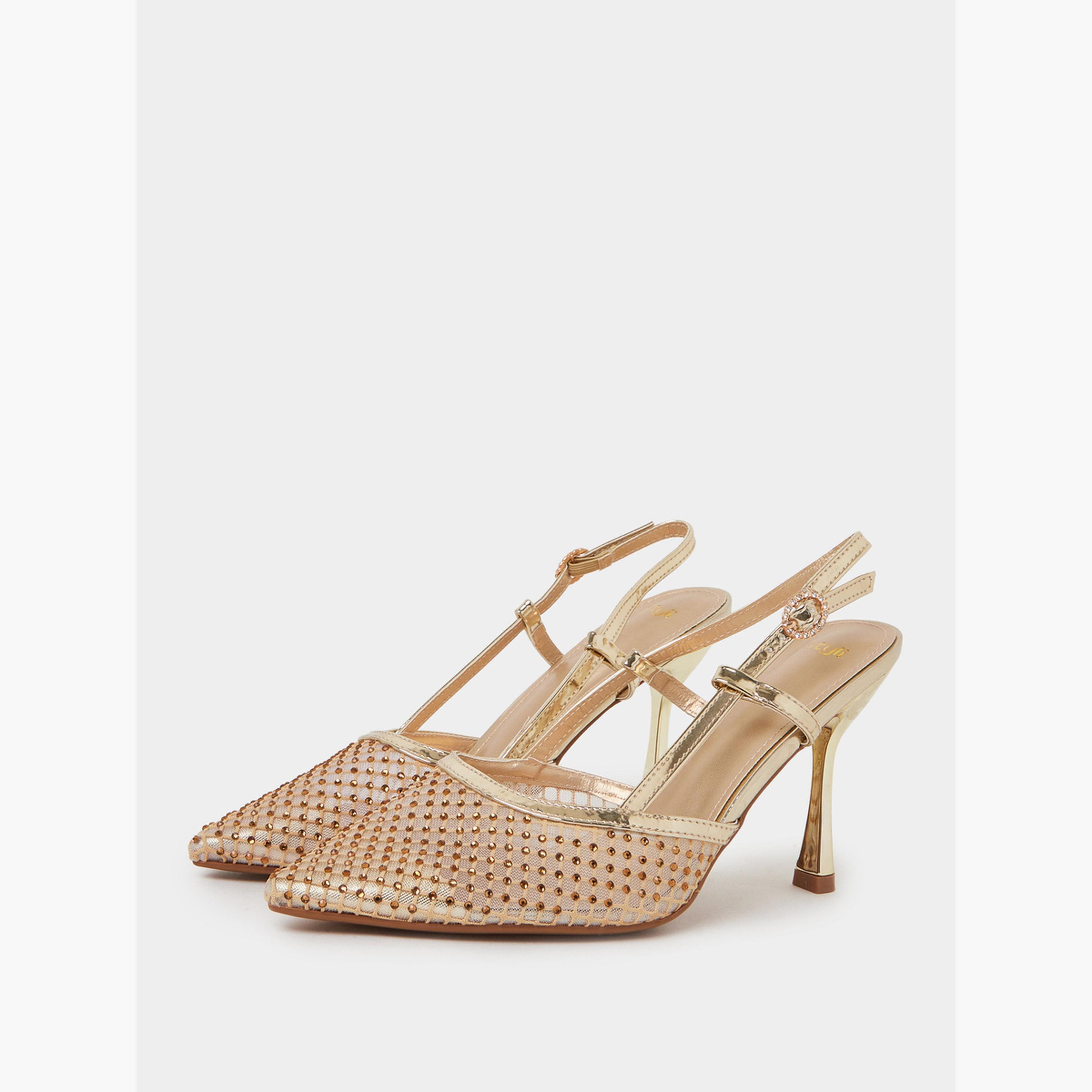 حذاء بمضخة كعب وسير خلفي مزين-women-shoes-heels-image-1