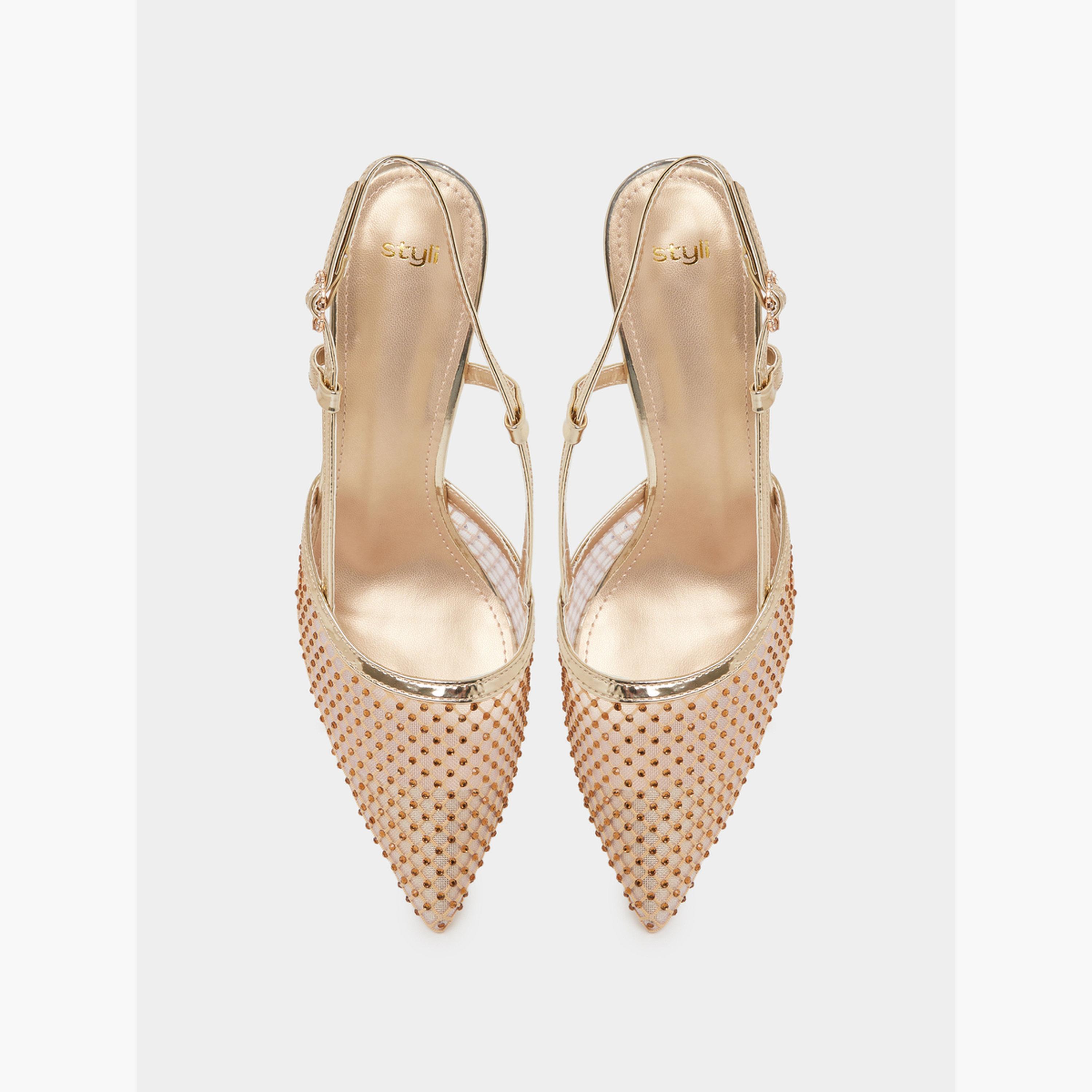 حذاء بمضخة كعب وسير خلفي مزين-women-shoes-heels-image-3