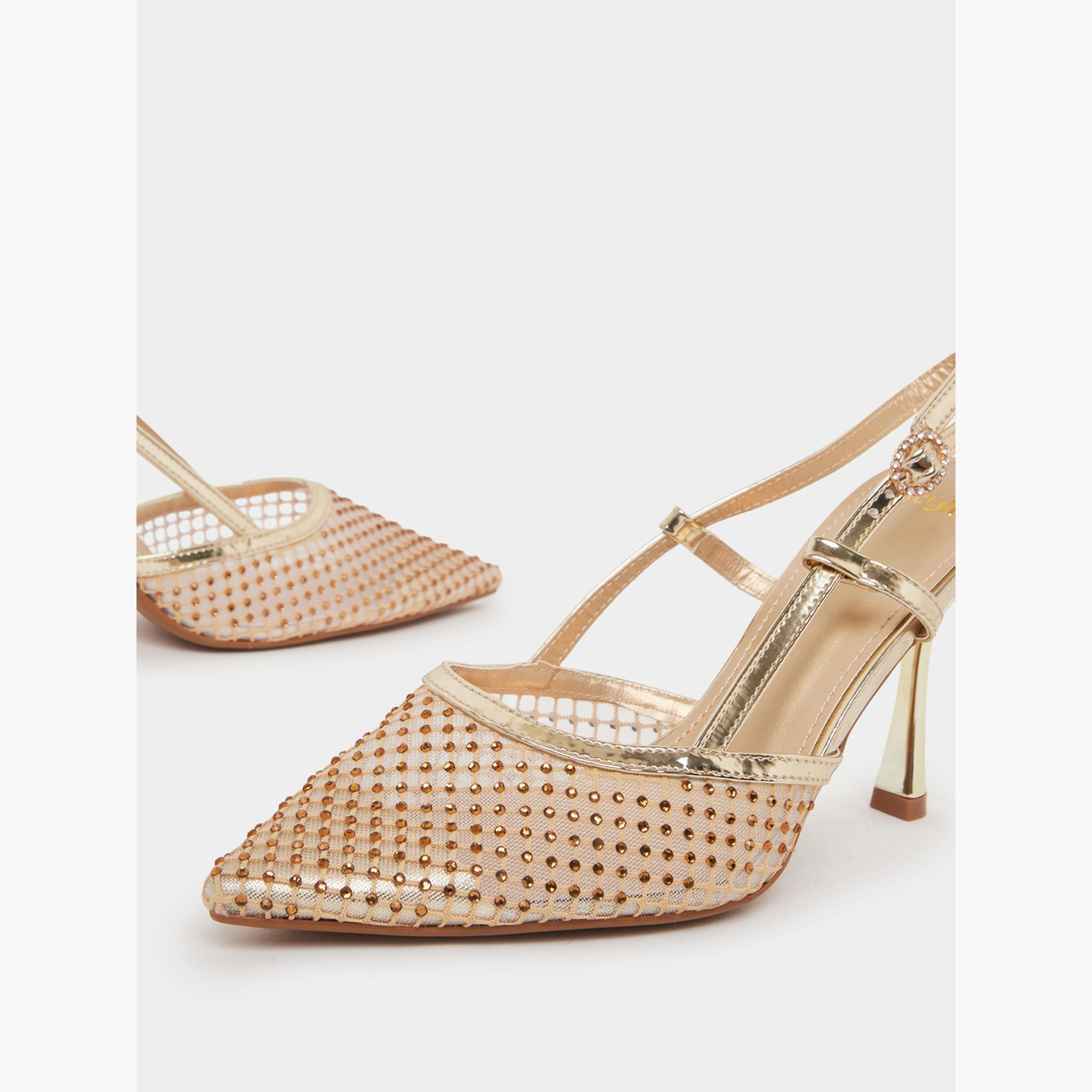 حذاء بمضخة كعب وسير خلفي مزين-women-shoes-heels-image-4