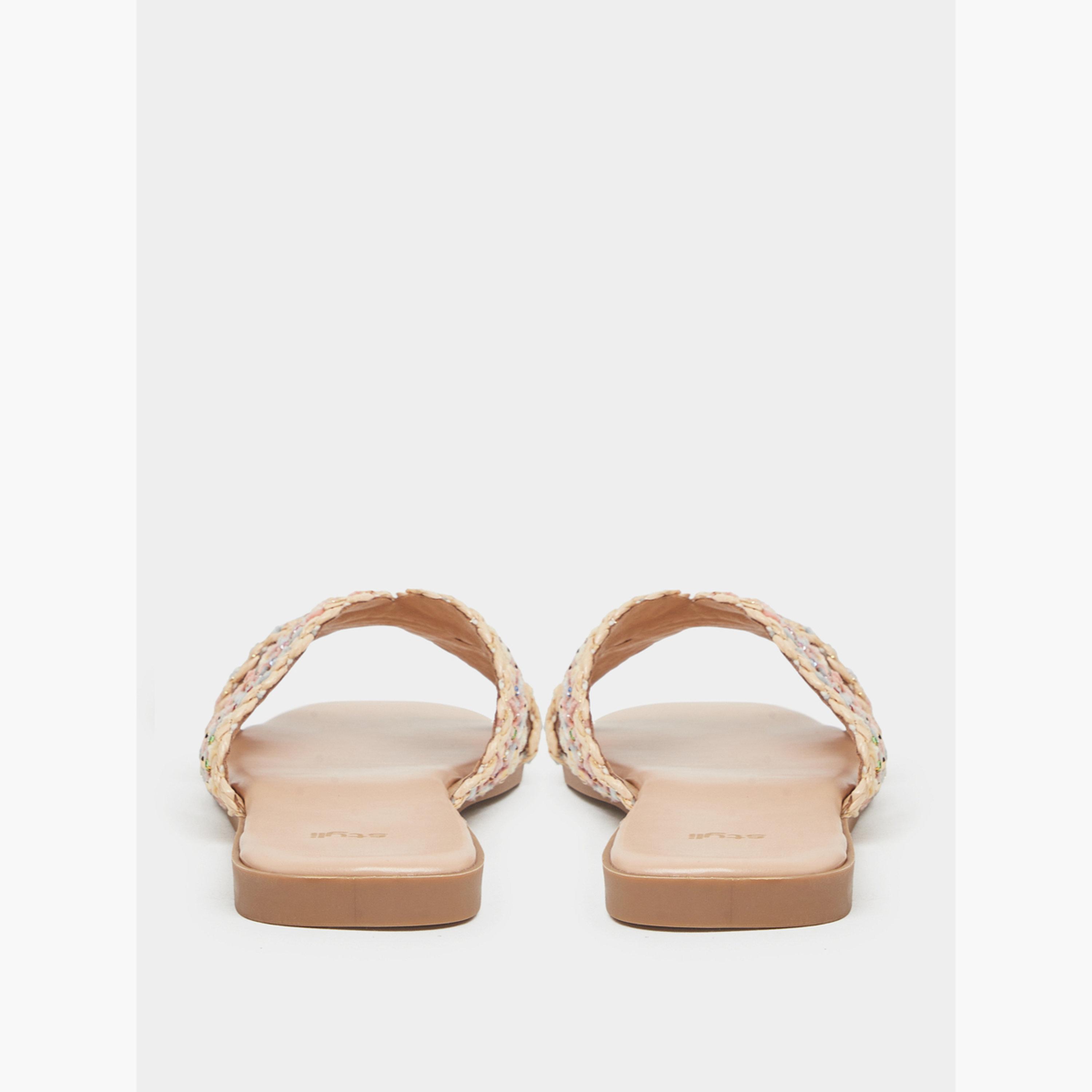 ستايلي - صندل مسطح بيج مزين-women-shoes-sandals-flats-image-5