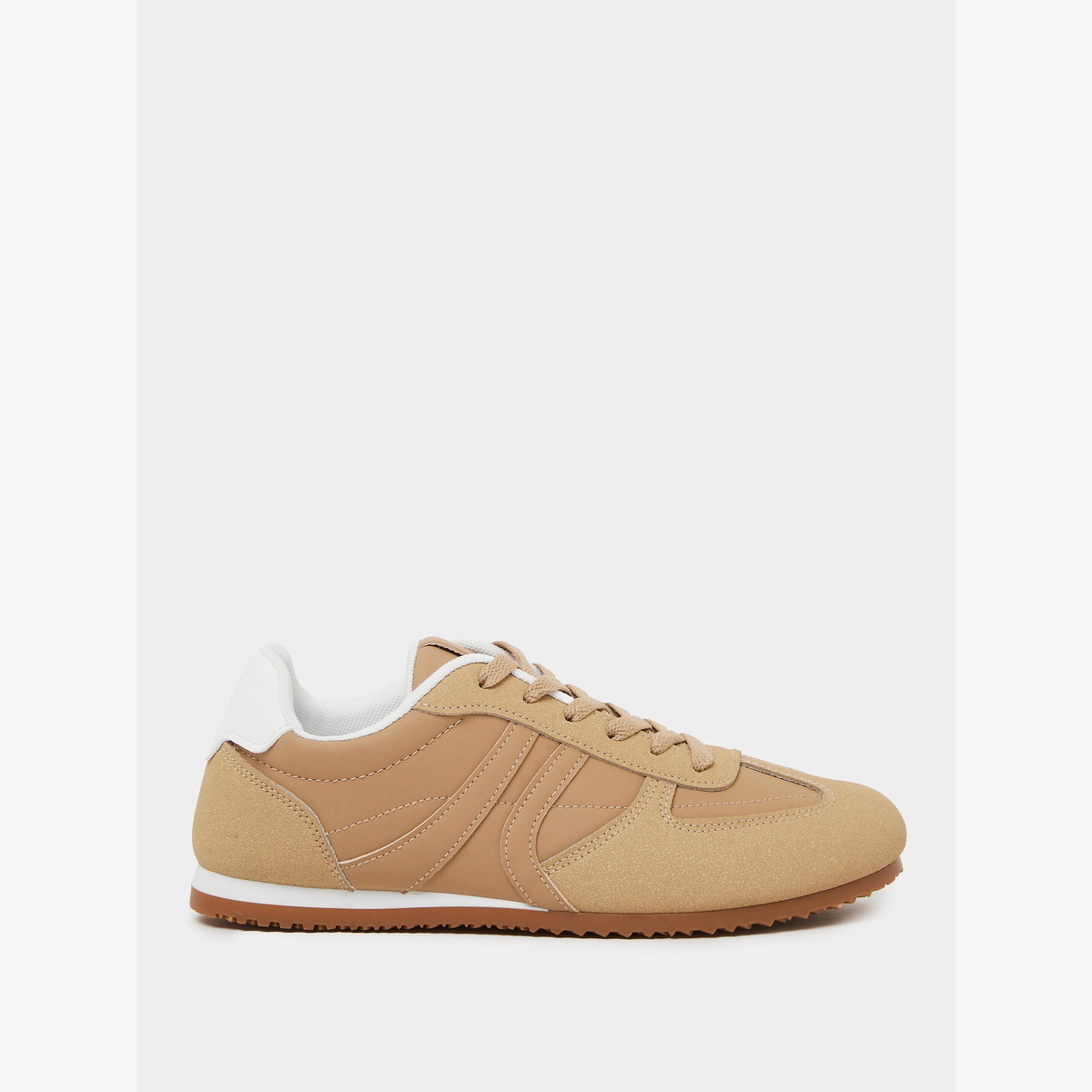 Styli Beige Retro Lace-Up Sneakers-women-shoes-sneakers-image-2