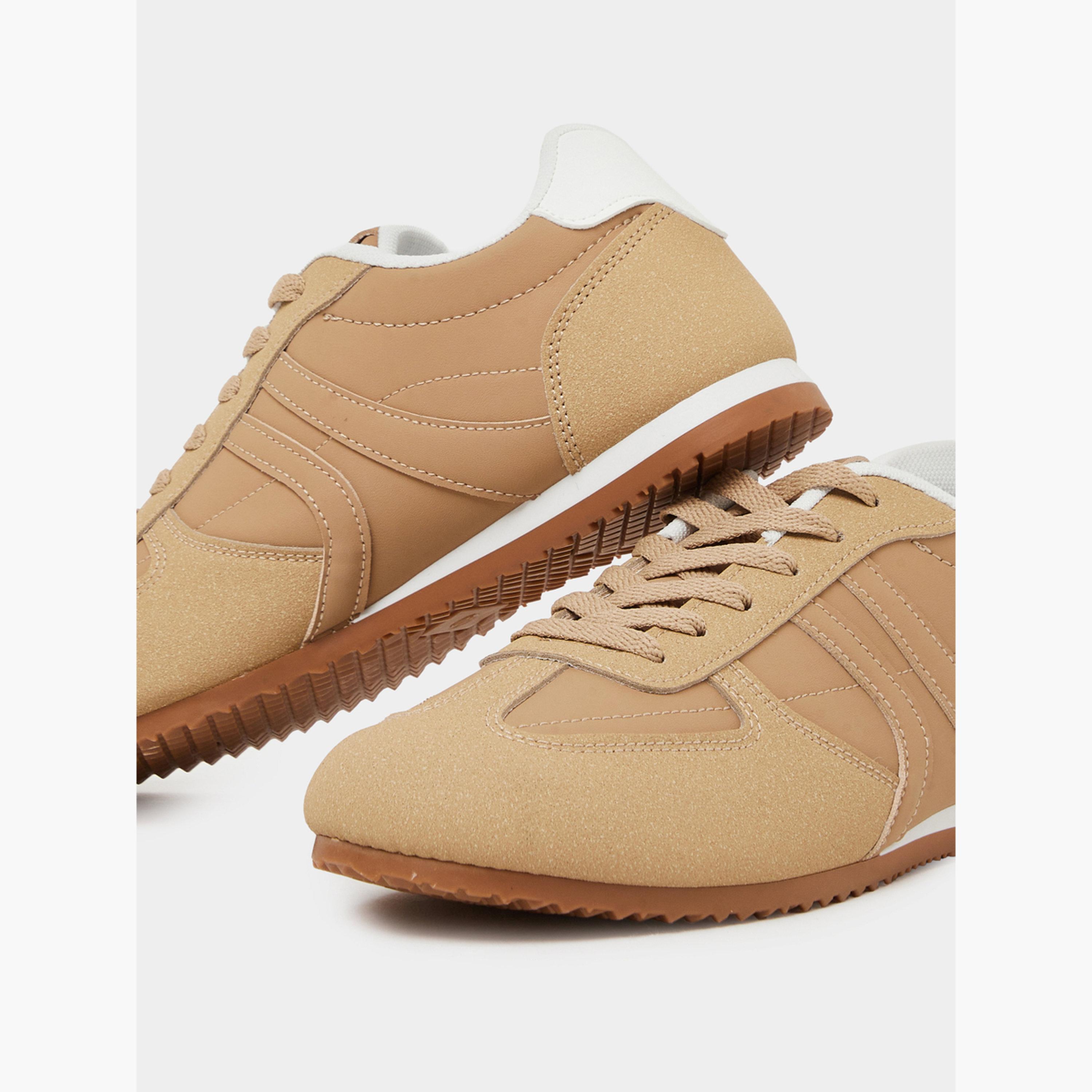 Styli Beige Retro Lace-Up Sneakers-women-shoes-sneakers-image-4