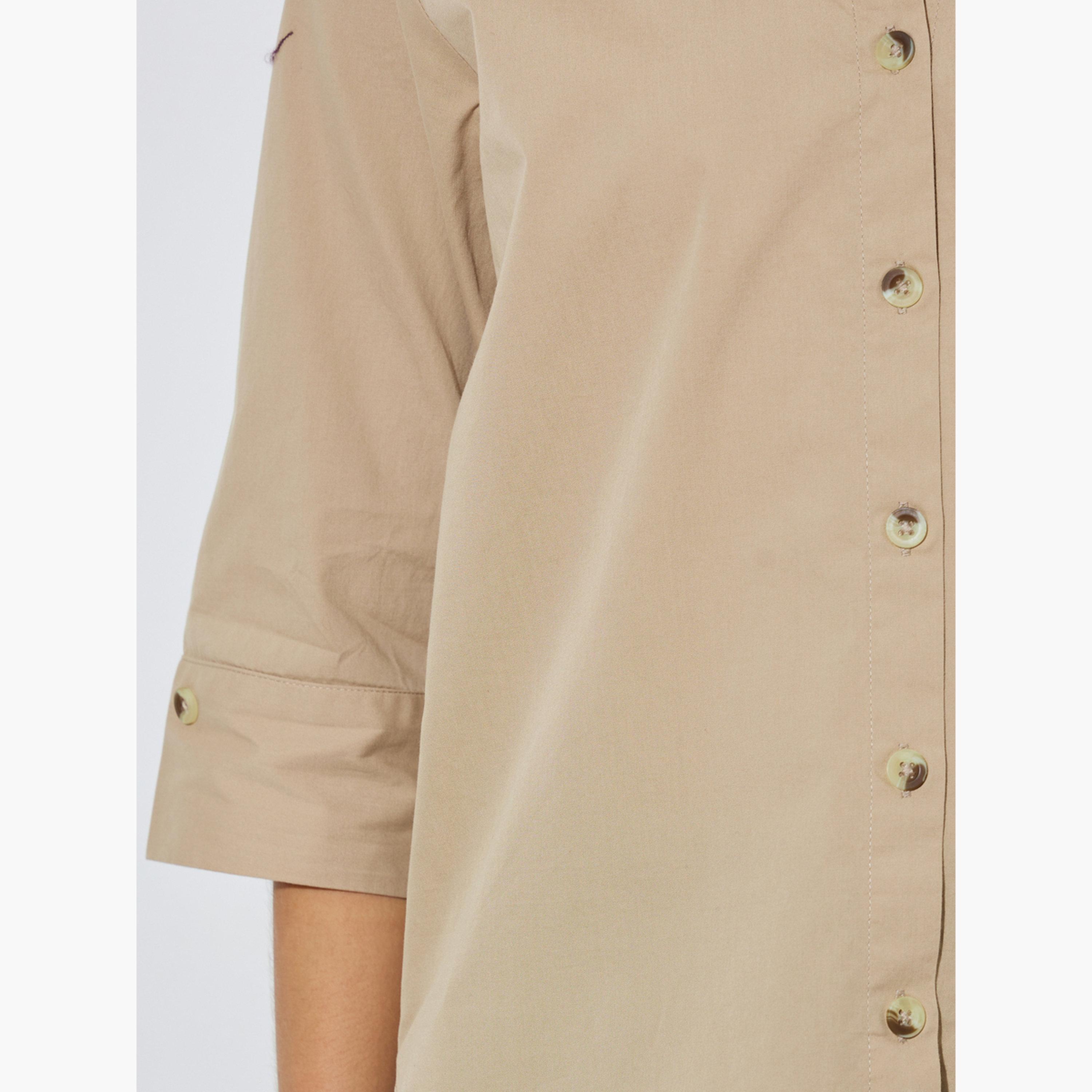 ستايلي - قميص بيج قطني بقصة مريحة-women-clothing-shirtsandblouses-shirts-image-5