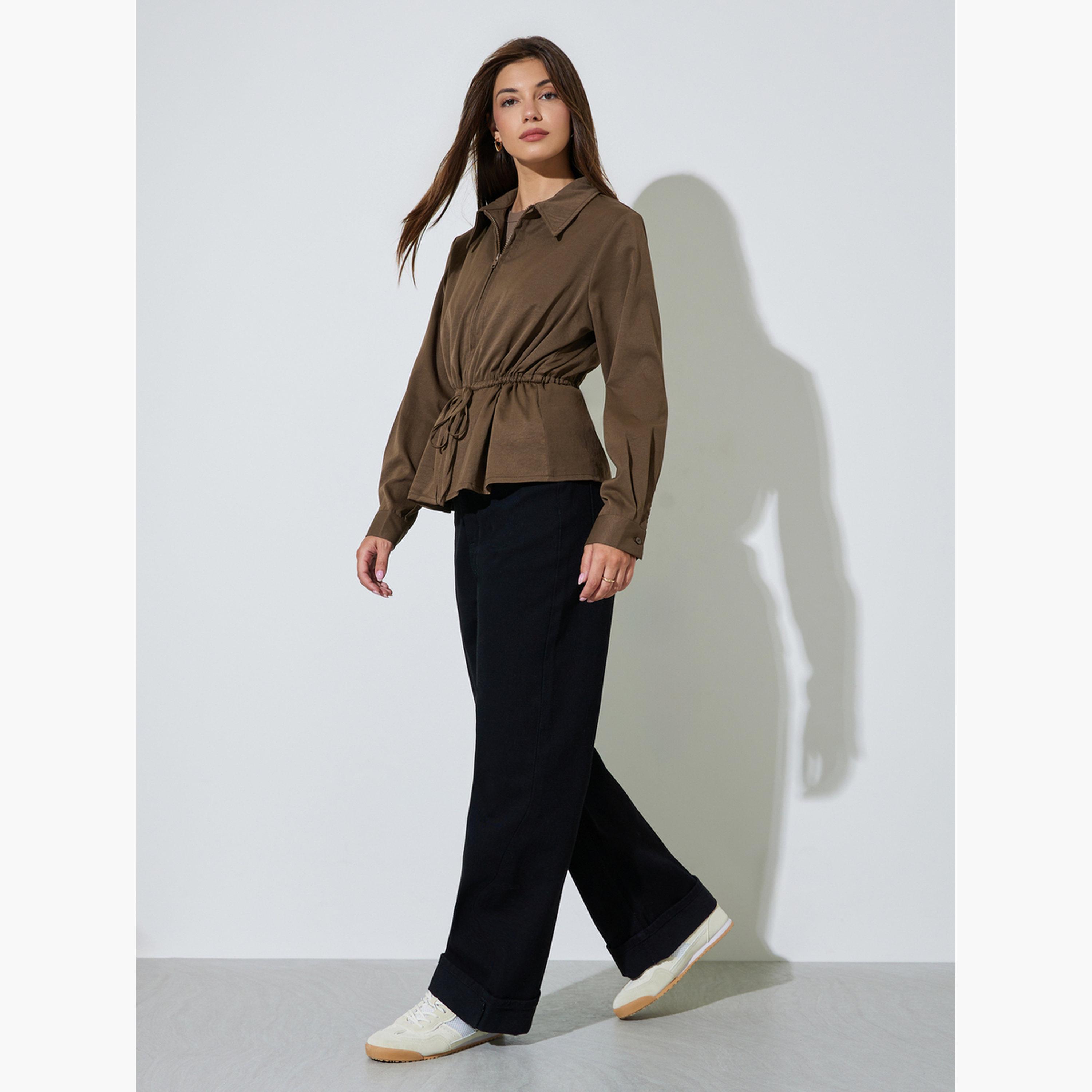 بلوزة بأكمام طويلة ورباط خصر-women-clothing-shirtsandblouses-shirts-image-2