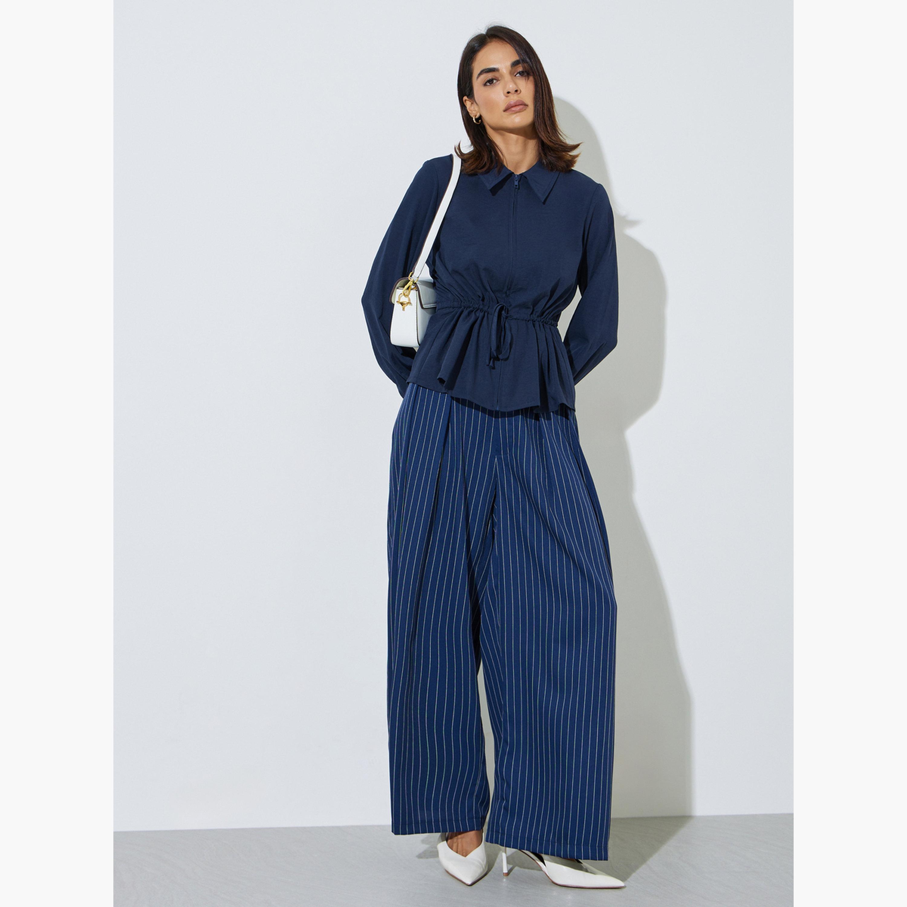 قميص بأكمام طويلة برباط خصر-women-clothing-shirtsandblouses-blouses-image-2