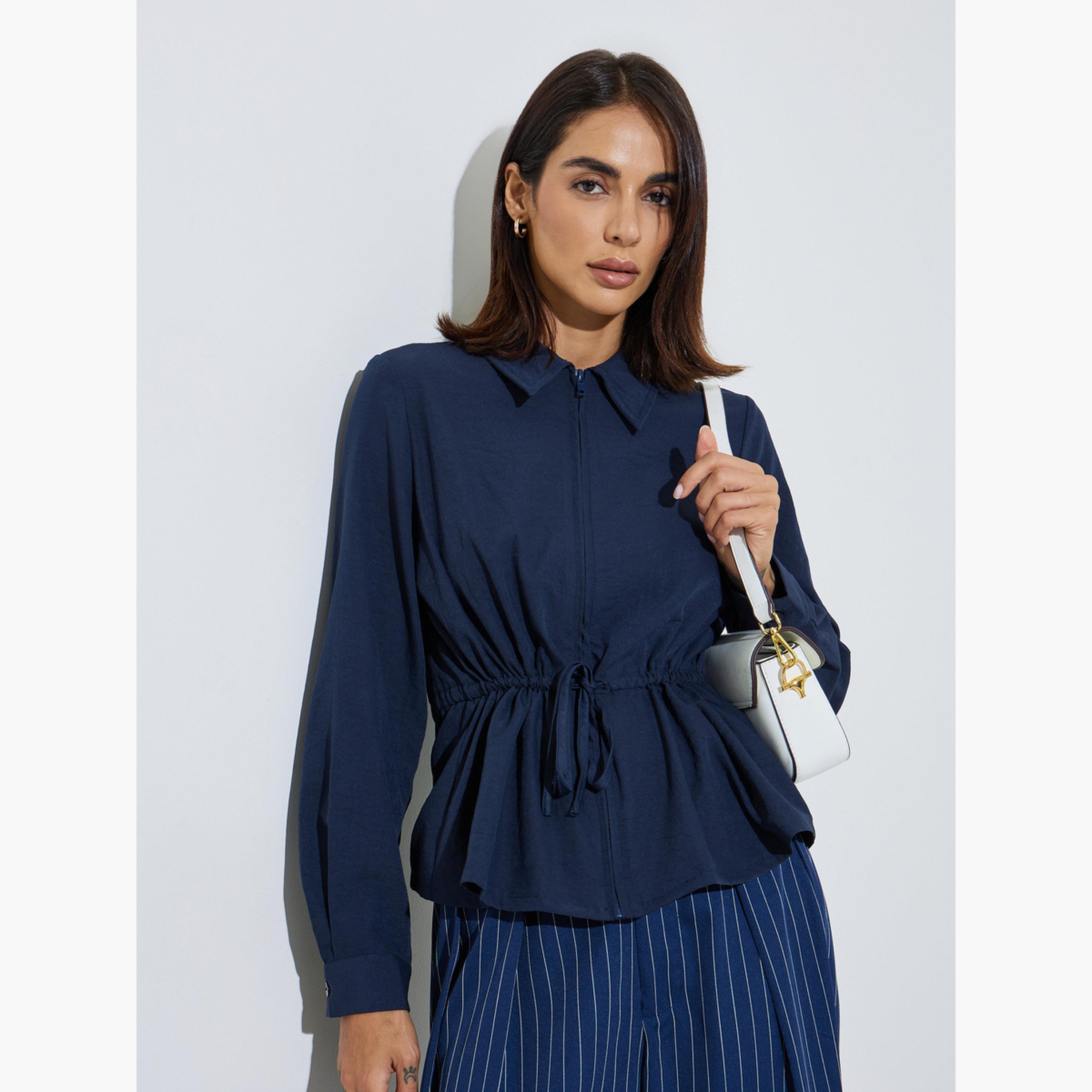 قميص بأكمام طويلة برباط خصر-women-clothing-shirtsandblouses-blouses-image-4