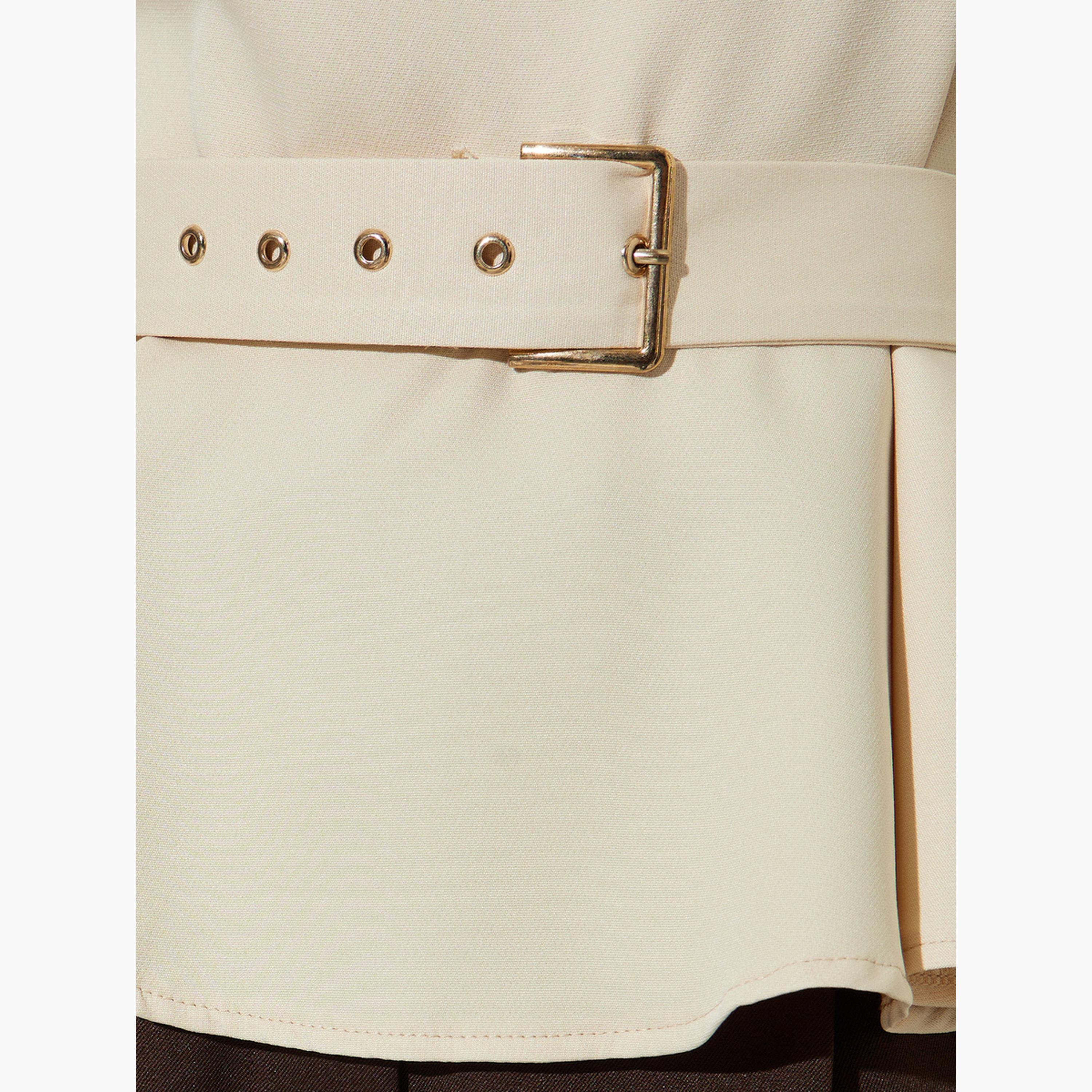Styli Butter Yellow Sleeveless Belted Peplum Top-women-clothing-shirtsandblouses-blouses-image-4