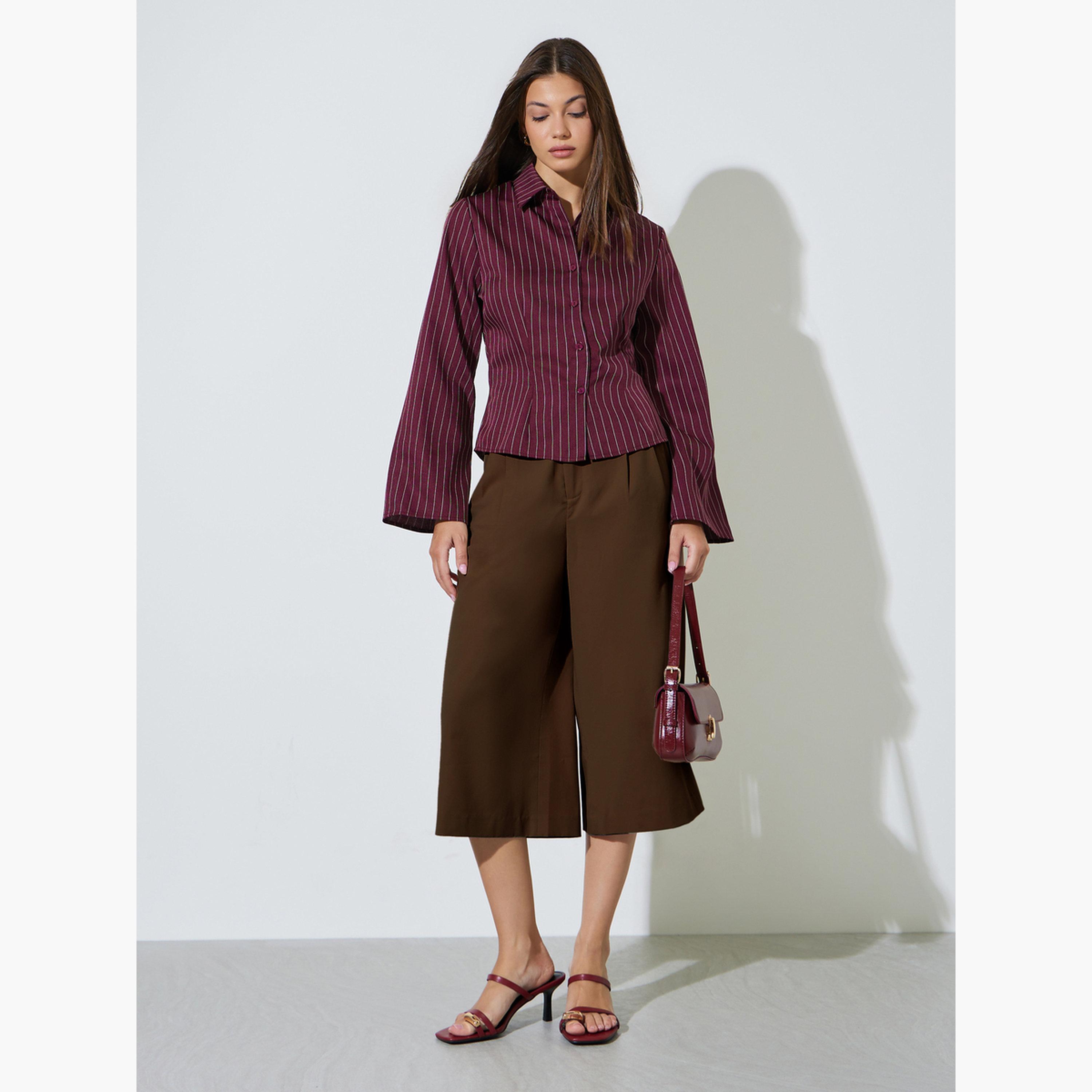 قميص بأكمام طويلة وخطوط رفيعة-women-clothing-shirtsandblouses-shirts-image-2