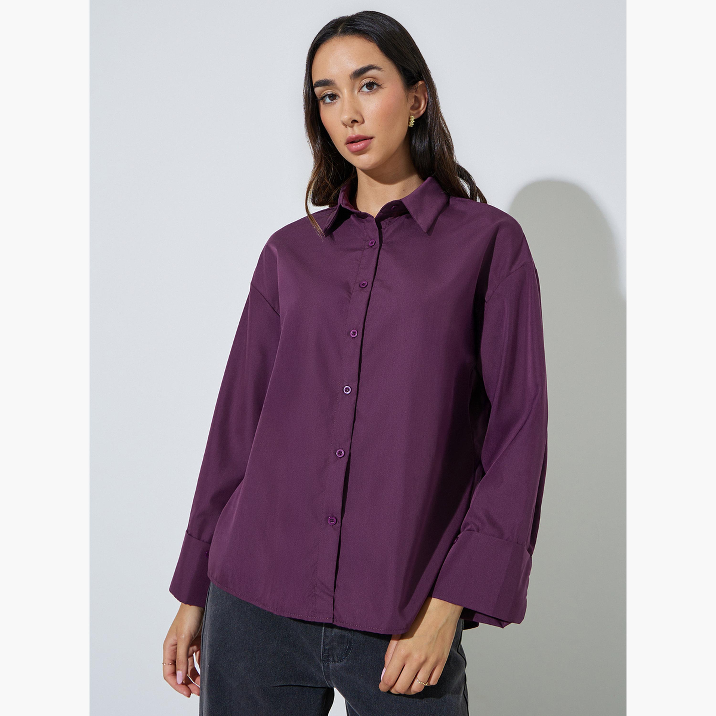 Styli Purple Oversized Longline Shirt-women-clothing-shirtsandblouses-shirts-image-1