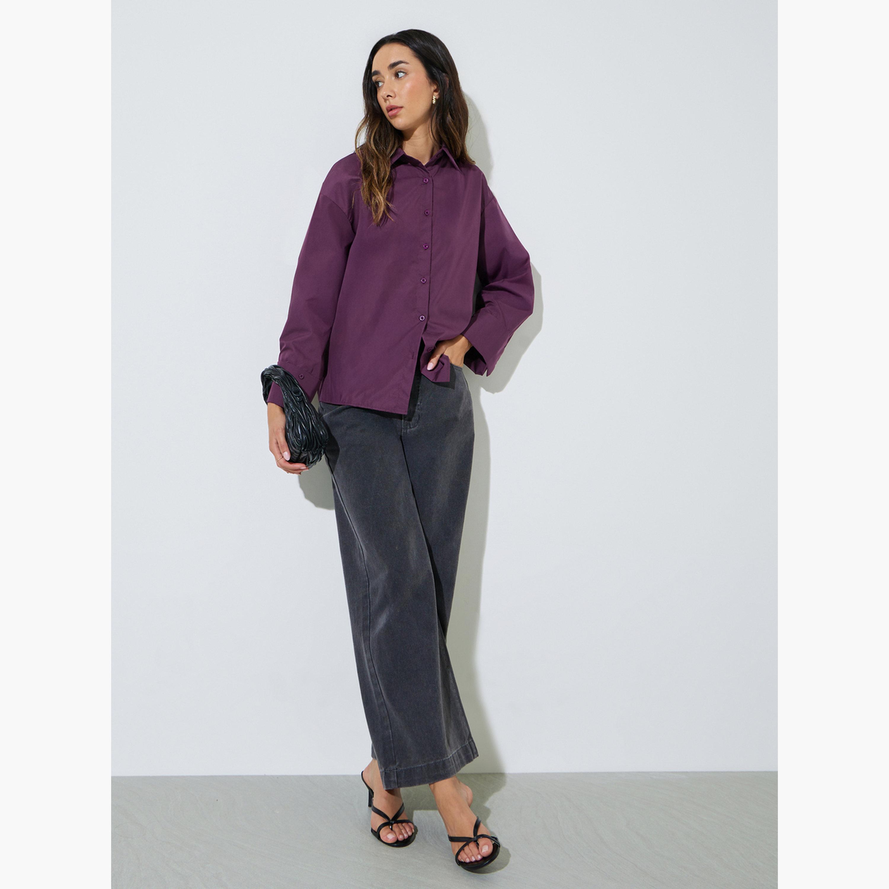 Styli Purple Oversized Longline Shirt-women-clothing-shirtsandblouses-shirts-image-2