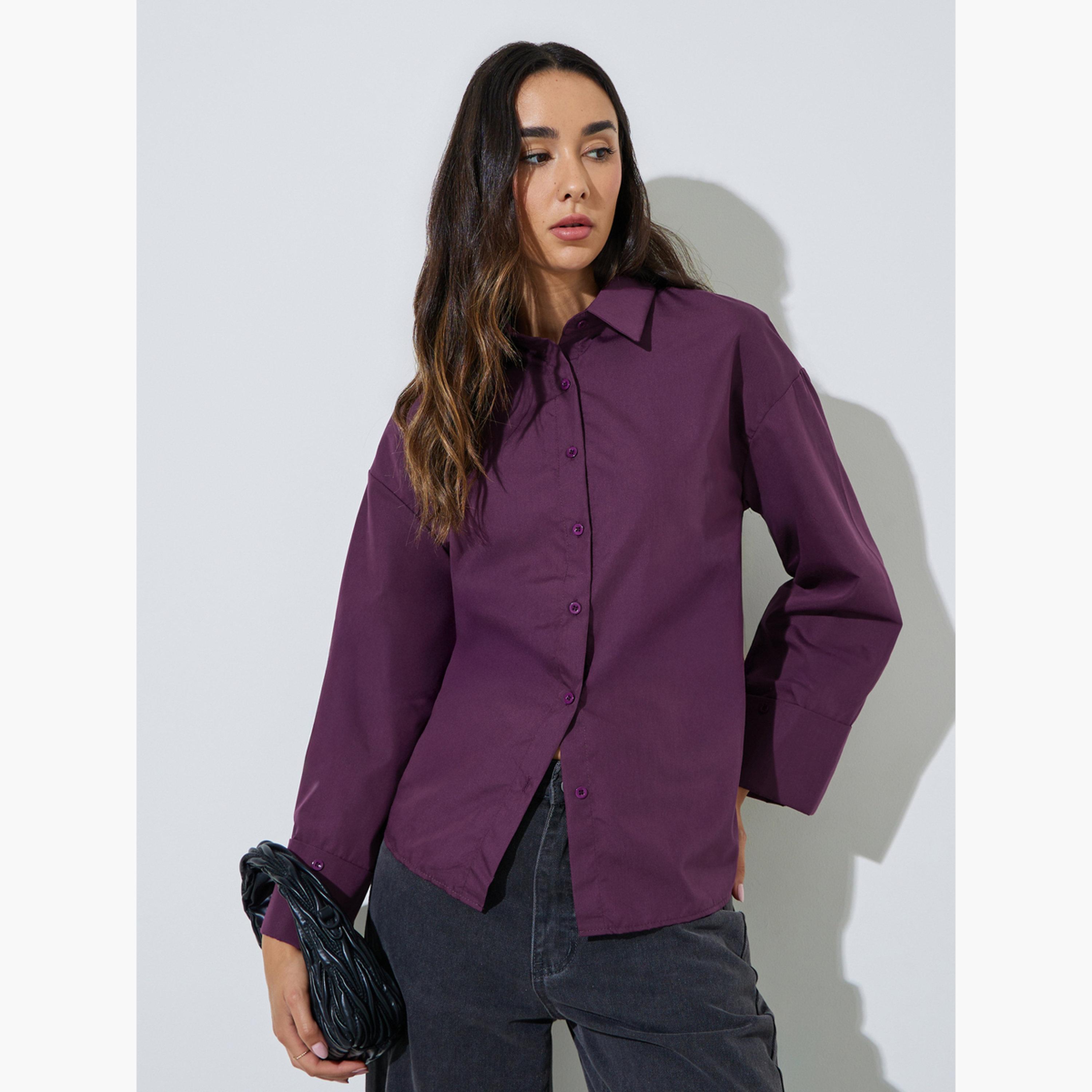 Styli Purple Oversized Longline Shirt-women-clothing-shirtsandblouses-shirts-image-3