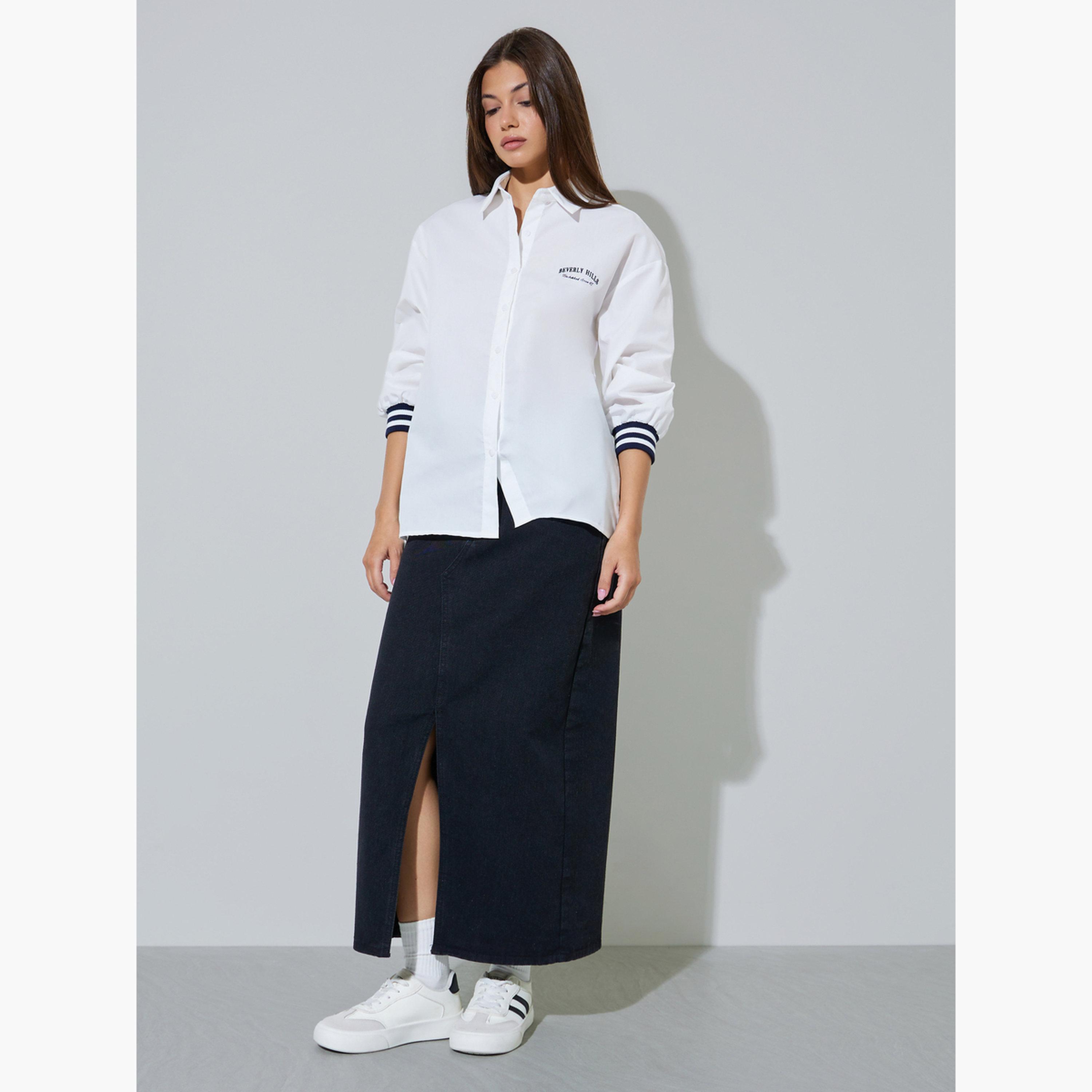بلوزة طويلة أوف وايت بأساور مضلعة-women-clothing-shirtsandblouses-shirts-image-2