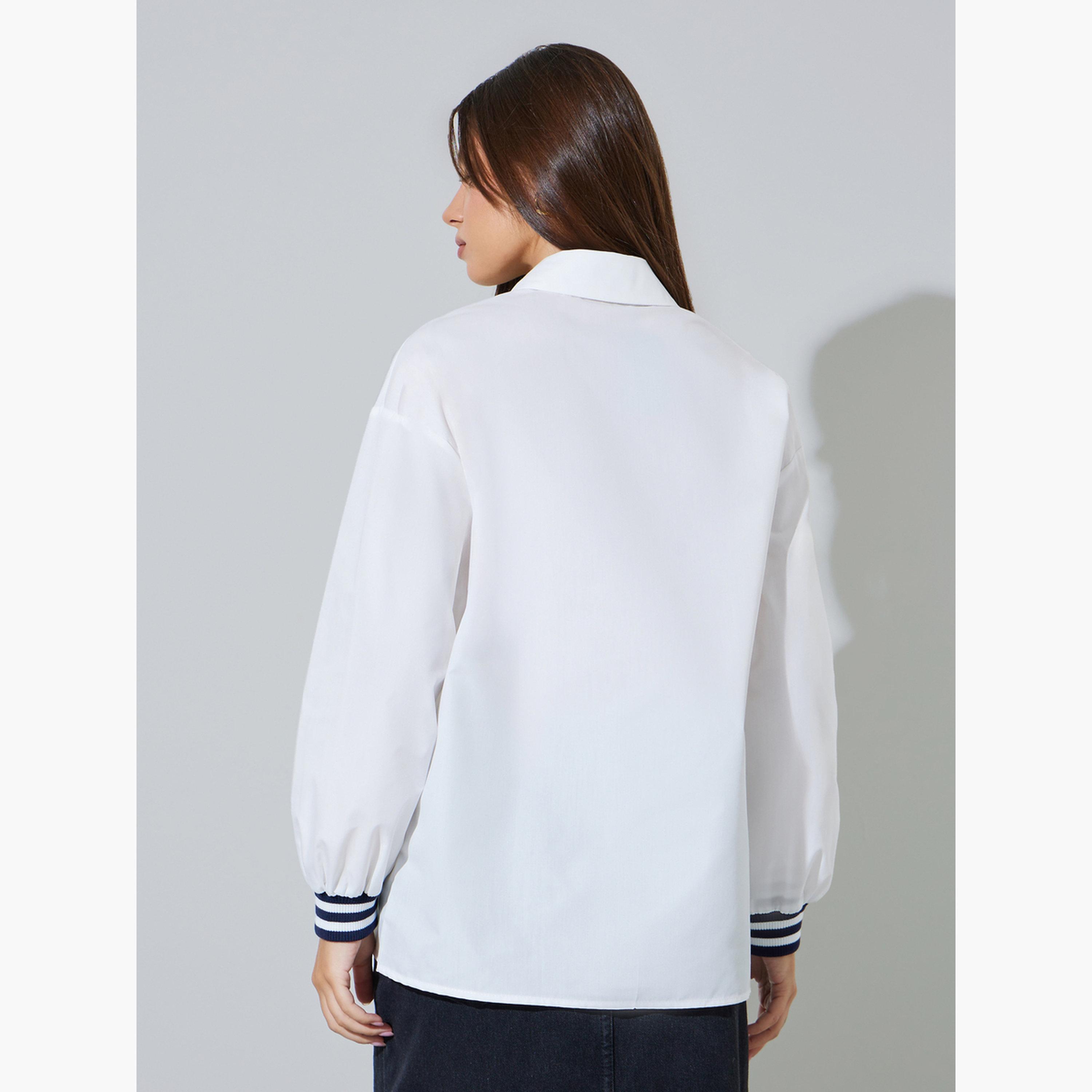 بلوزة طويلة أوف وايت بأساور مضلعة-women-clothing-shirtsandblouses-shirts-image-4
