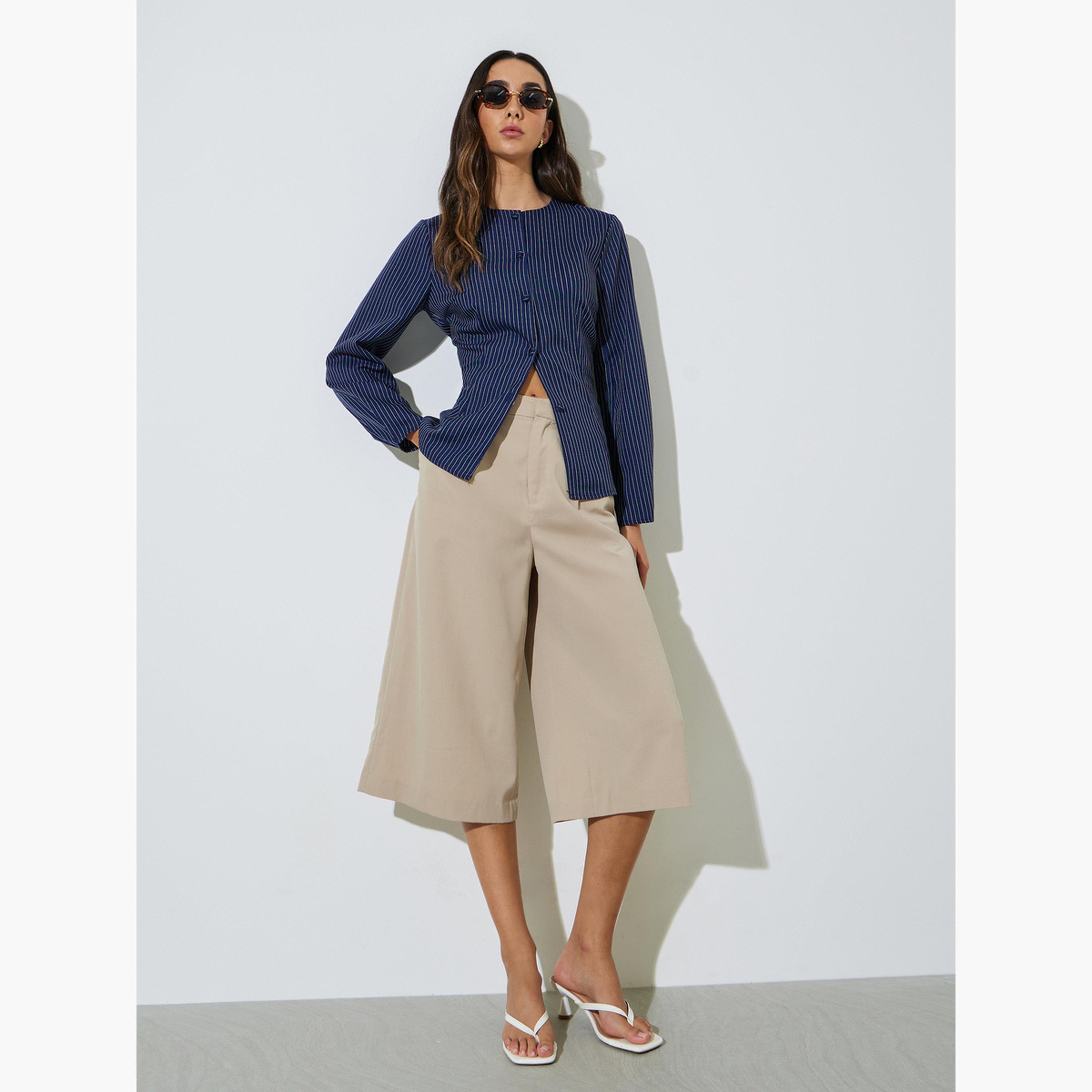 Styli Blue Striped Long Sleeve Blouse-women-clothing-shirtsandblouses-blouses-image-2